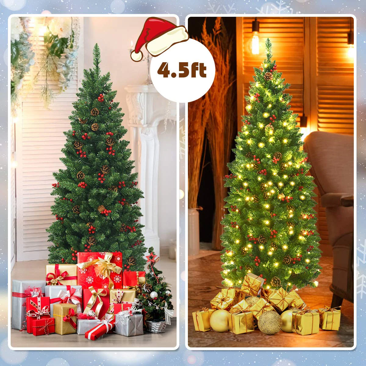 Goplus Pre-Lit Pencil Christmas Tree - Image 5