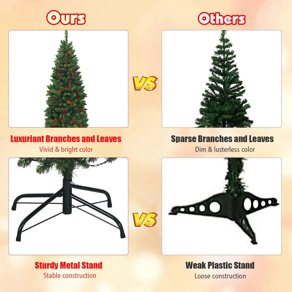 Goplus Pre-Lit Pencil Christmas Tree - Image 6