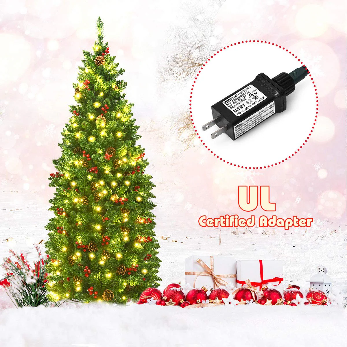 Goplus Pre-Lit Pencil Christmas Tree - Image 9