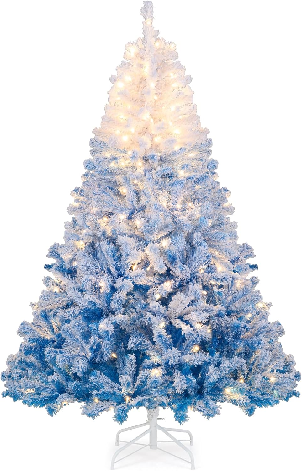Goplus Pre-Lit Snow Flocked Christmas Tree | Artificial Hinged Xmas Full Tree - Image 13