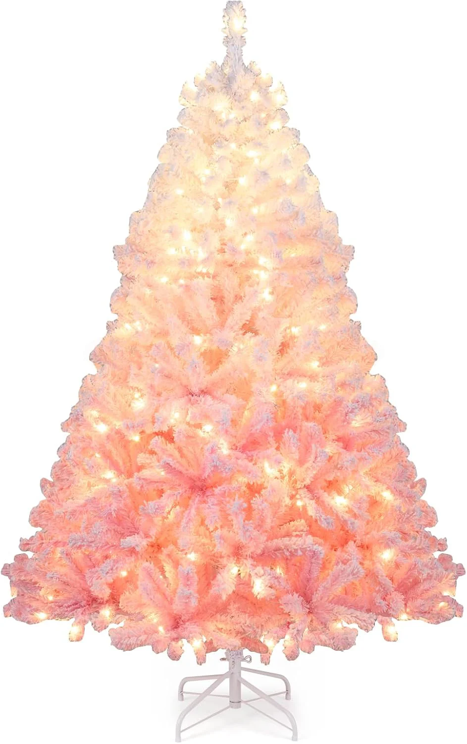 Goplus Pre-Lit Snow Flocked Christmas Tree | Artificial Hinged Xmas Full Tree - Image 17