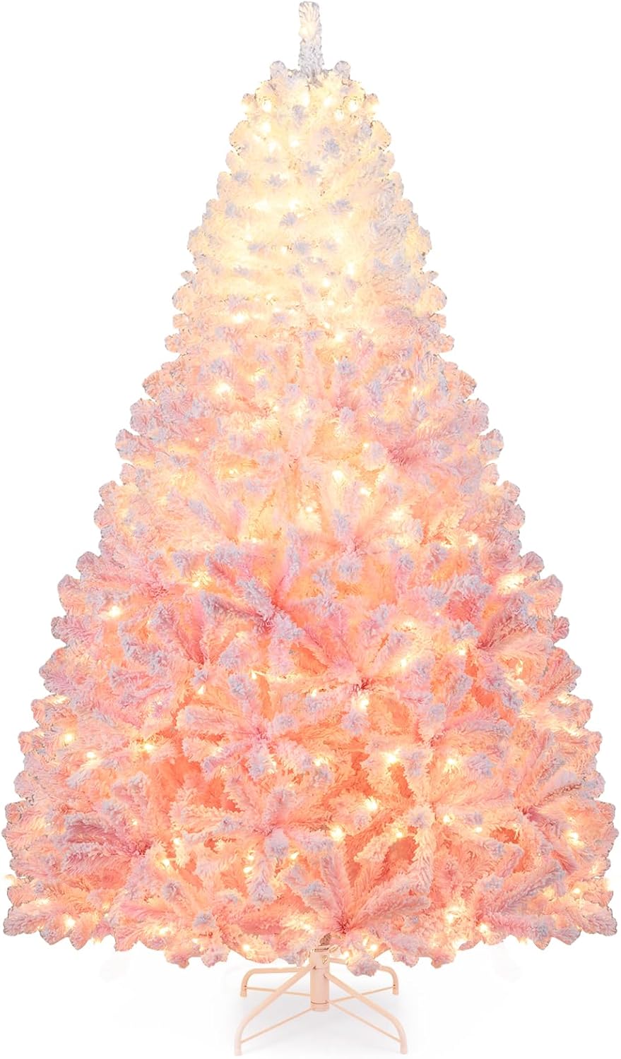 Goplus Pre-Lit Snow Flocked Christmas Tree | Artificial Hinged Xmas Full Tree - Image 18