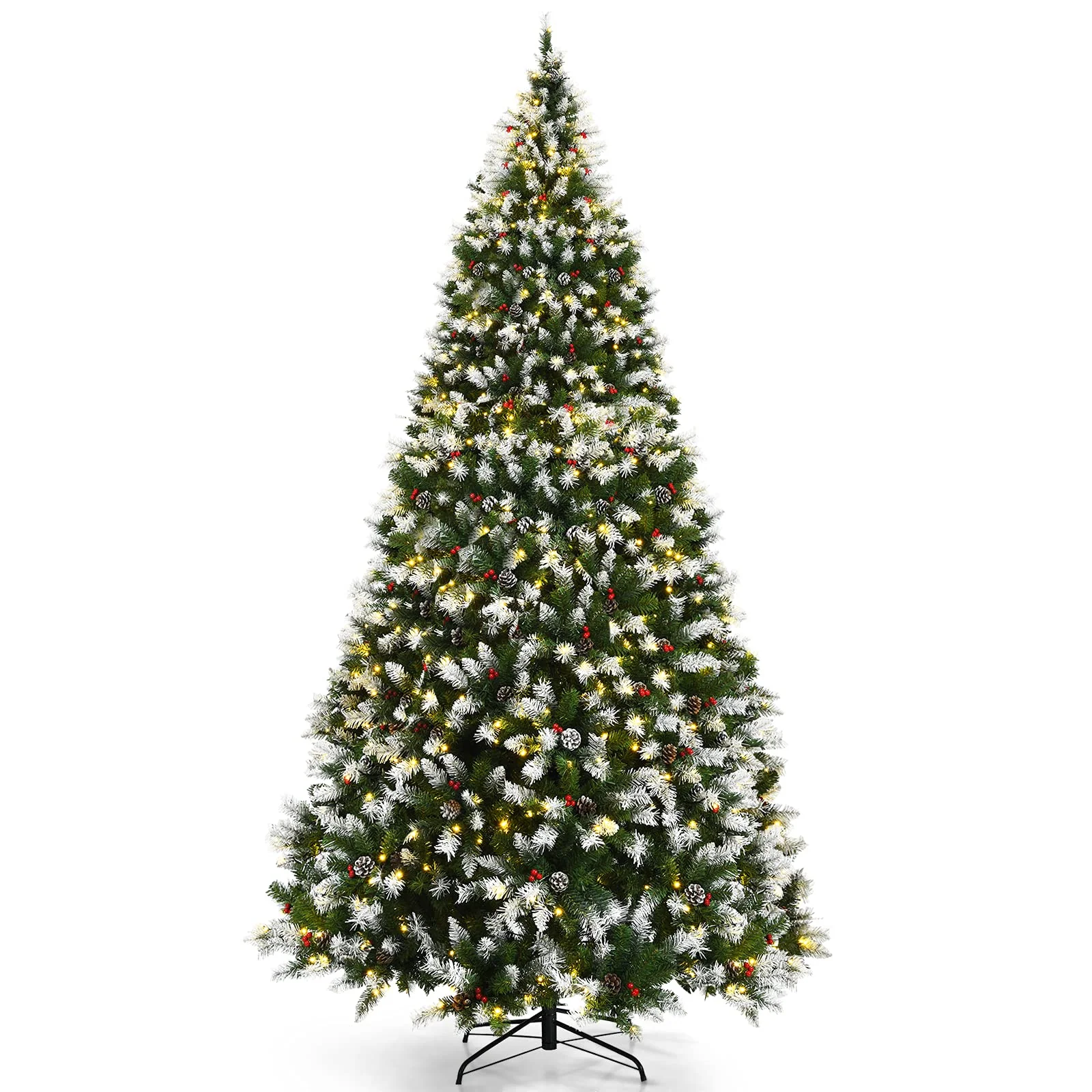 Goplus Pre-lit Snow Flocked Christmas Tree,Hinged Artificial Xmas Tree, Indoor Holiday Festival Decoration - Image 10