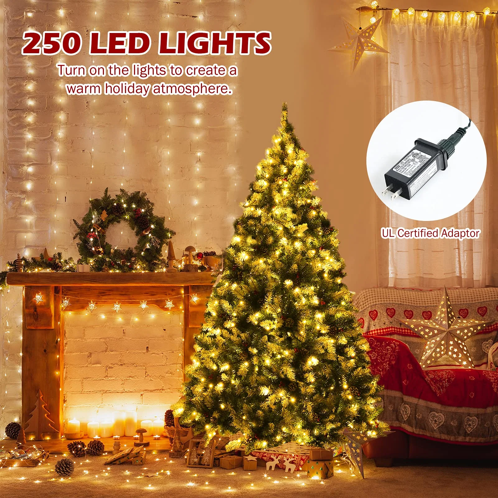 Goplus Pre-lit Snow Flocked Christmas Tree,Hinged Artificial Xmas Tree, Indoor Holiday Festival Decoration - Image 3