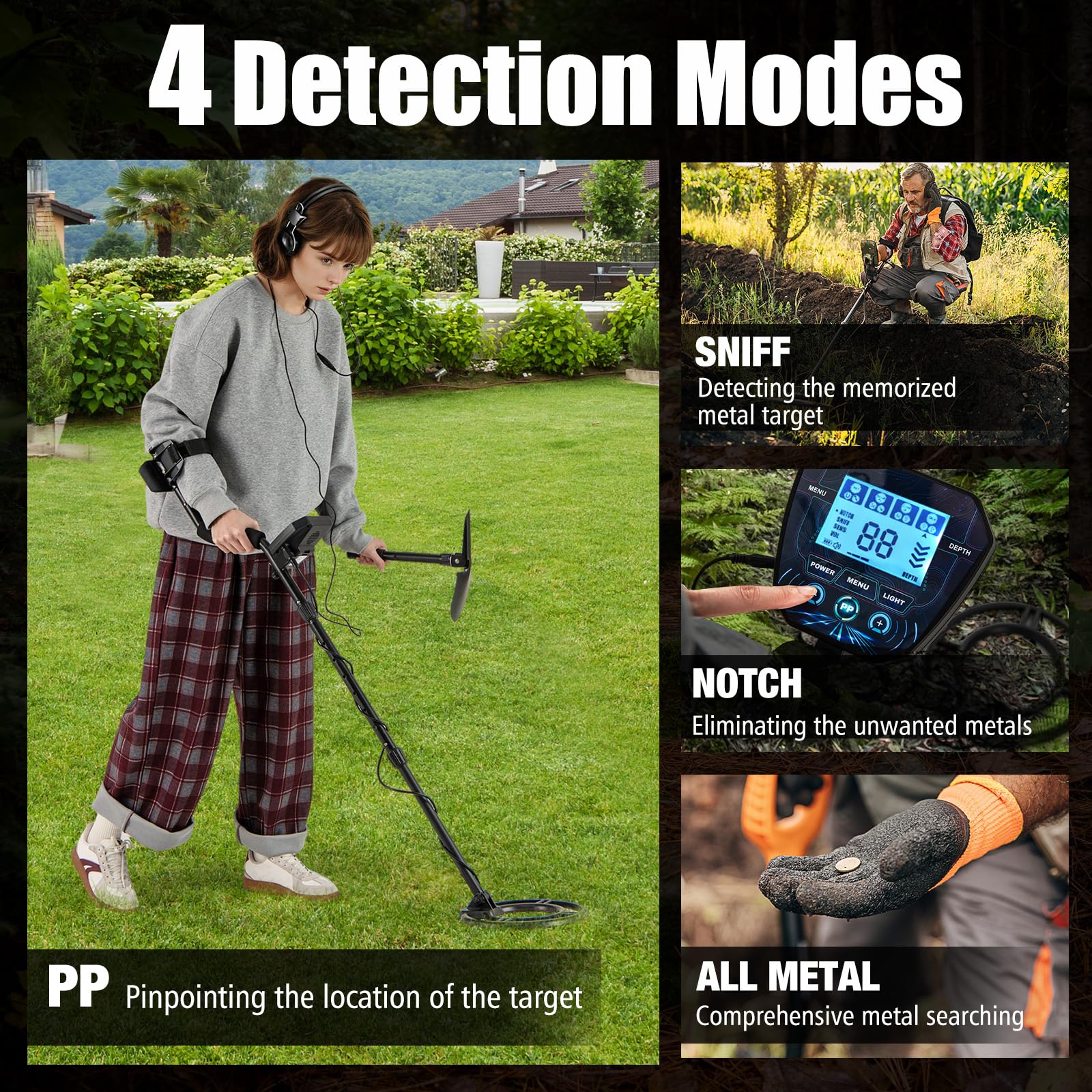 Goplus Professional Higher Accuracy Gold Detector with Backlit LCD Display for Adults - Image 3