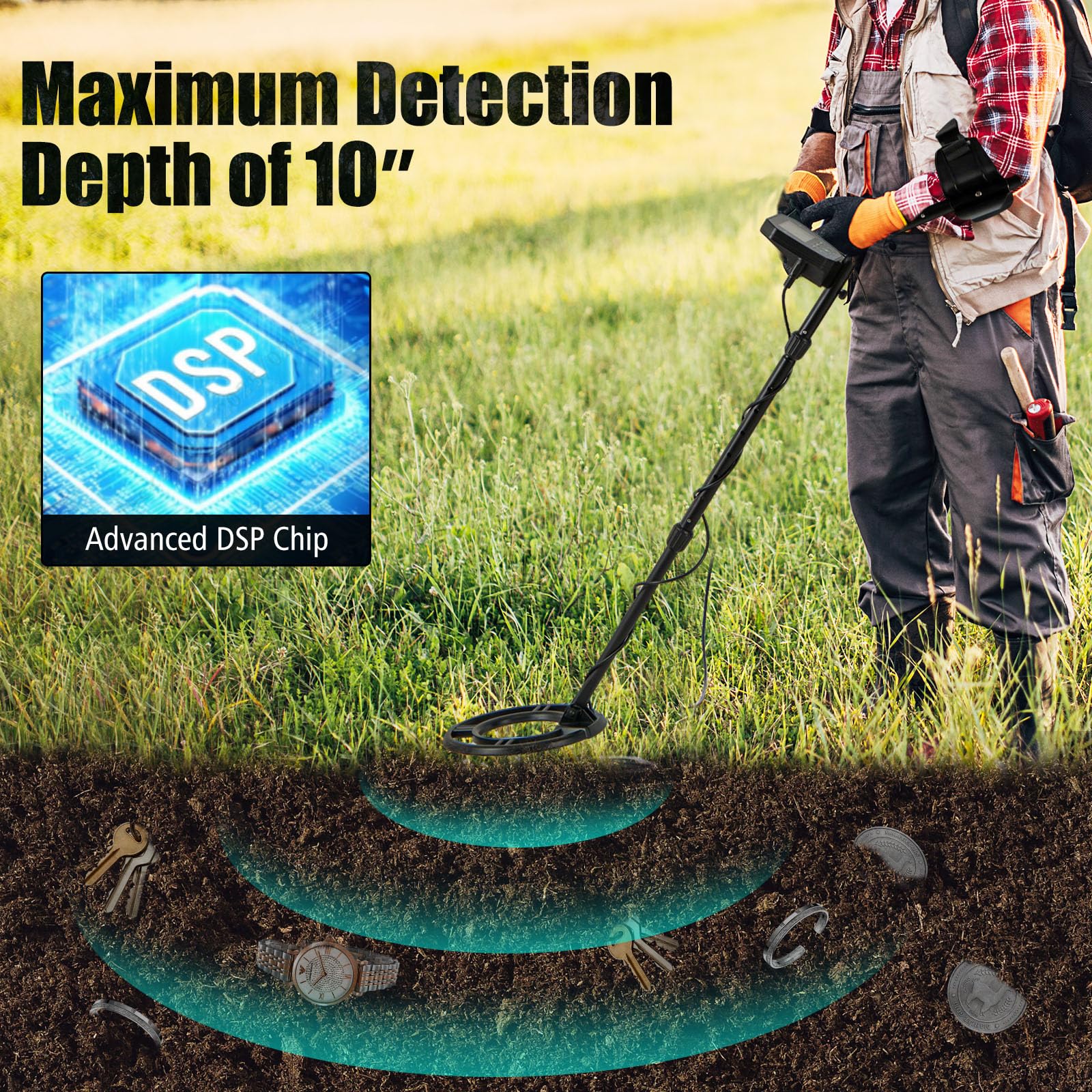 Goplus Professional Higher Accuracy Gold Detector with Backlit LCD Display for Adults - Image 4