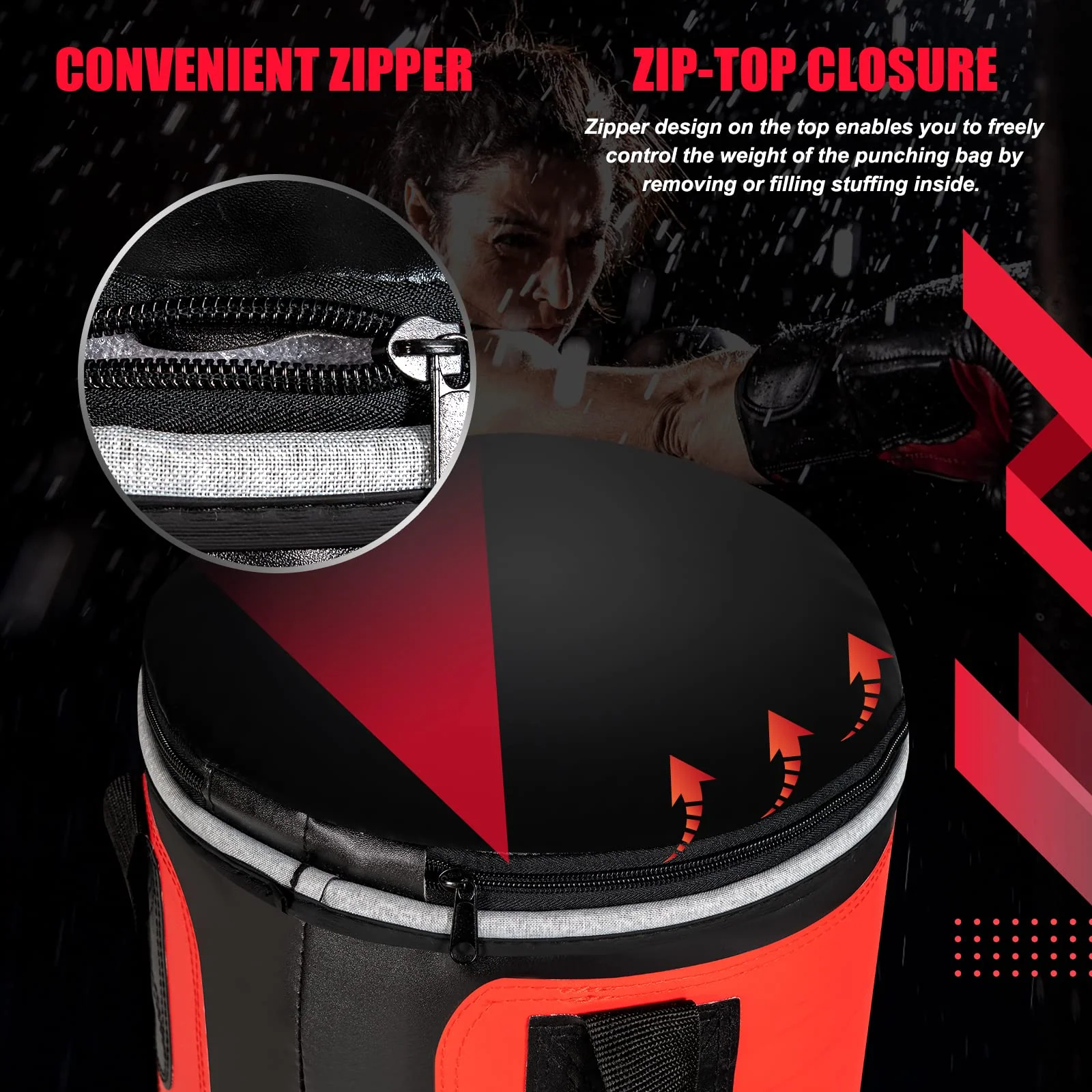 Goplus Punching Bag for Adults, 56 lbs Heavy Hanging Boxing Bag Set with 12 OZ Punching Gloves & Hand Wraps - Image 7