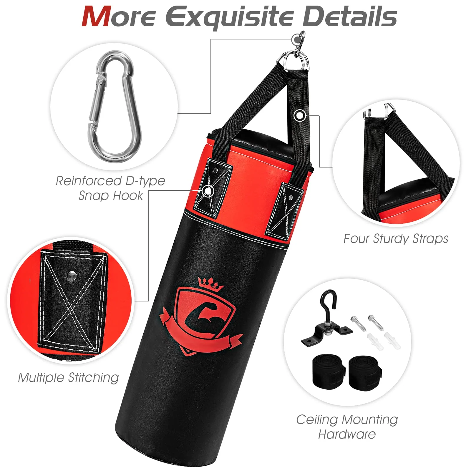 Goplus Punching Bag Set for Kids , Filled Boxing Heavy Bag with Punching Gloves & Hand Wraps - Image 7