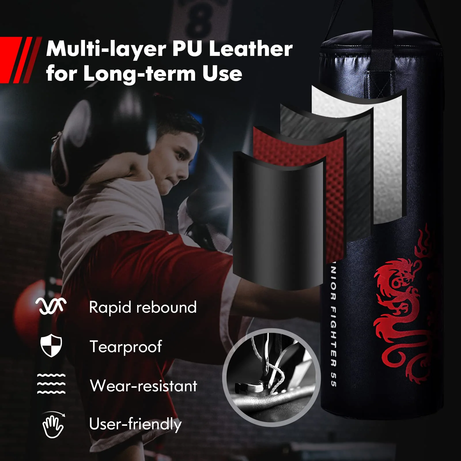 Goplus Punching Bag Set with Gloves, 40LBS Filled Kick Boxing Bag, Rucksack, Jump Rope - Image 4