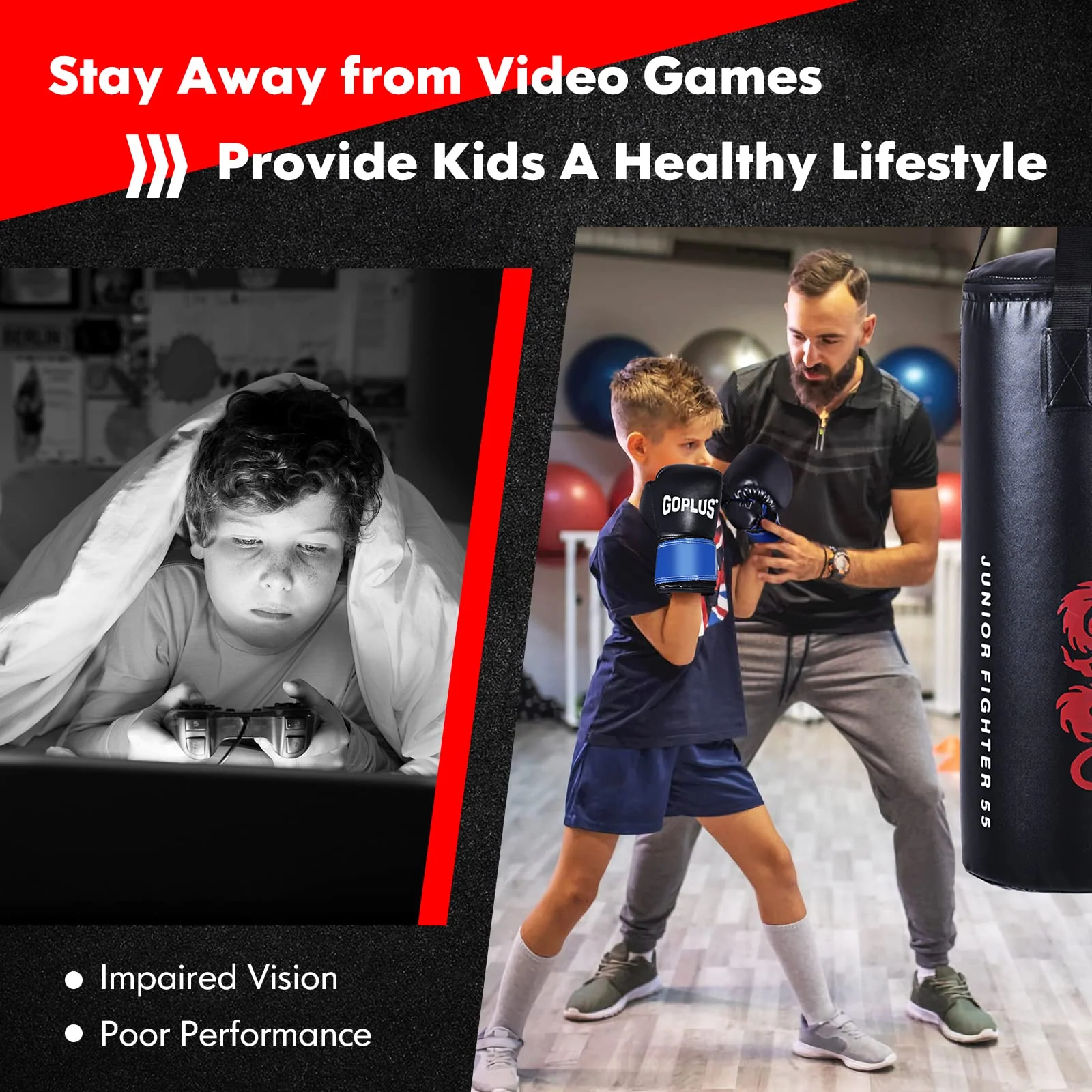 Goplus Punching Bag Set with Gloves, 40LBS Filled Kick Boxing Bag, Rucksack, Jump Rope - Image 6