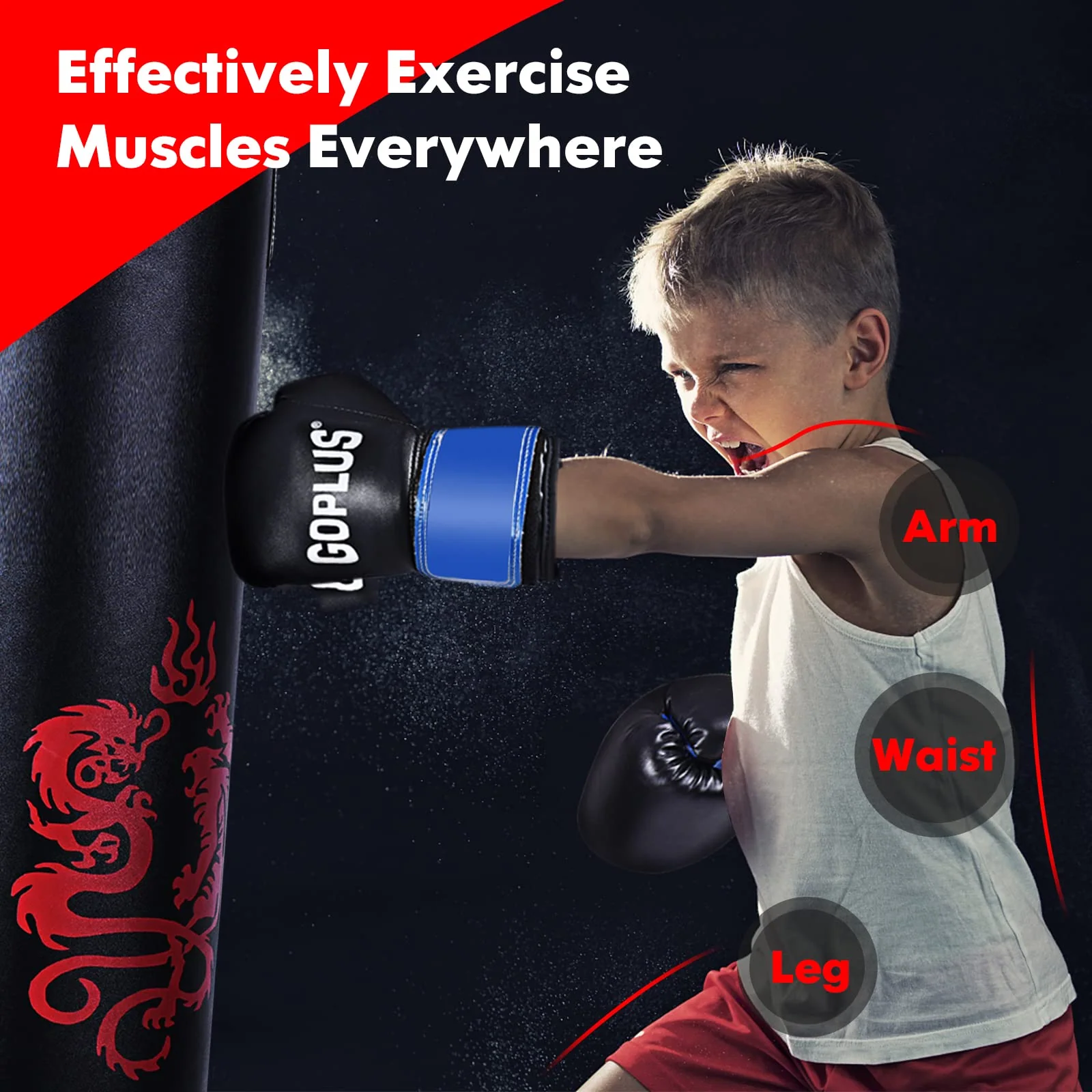 Goplus Punching Bag Set with Gloves, 40LBS Filled Kick Boxing Bag, Rucksack, Jump Rope - Image 9
