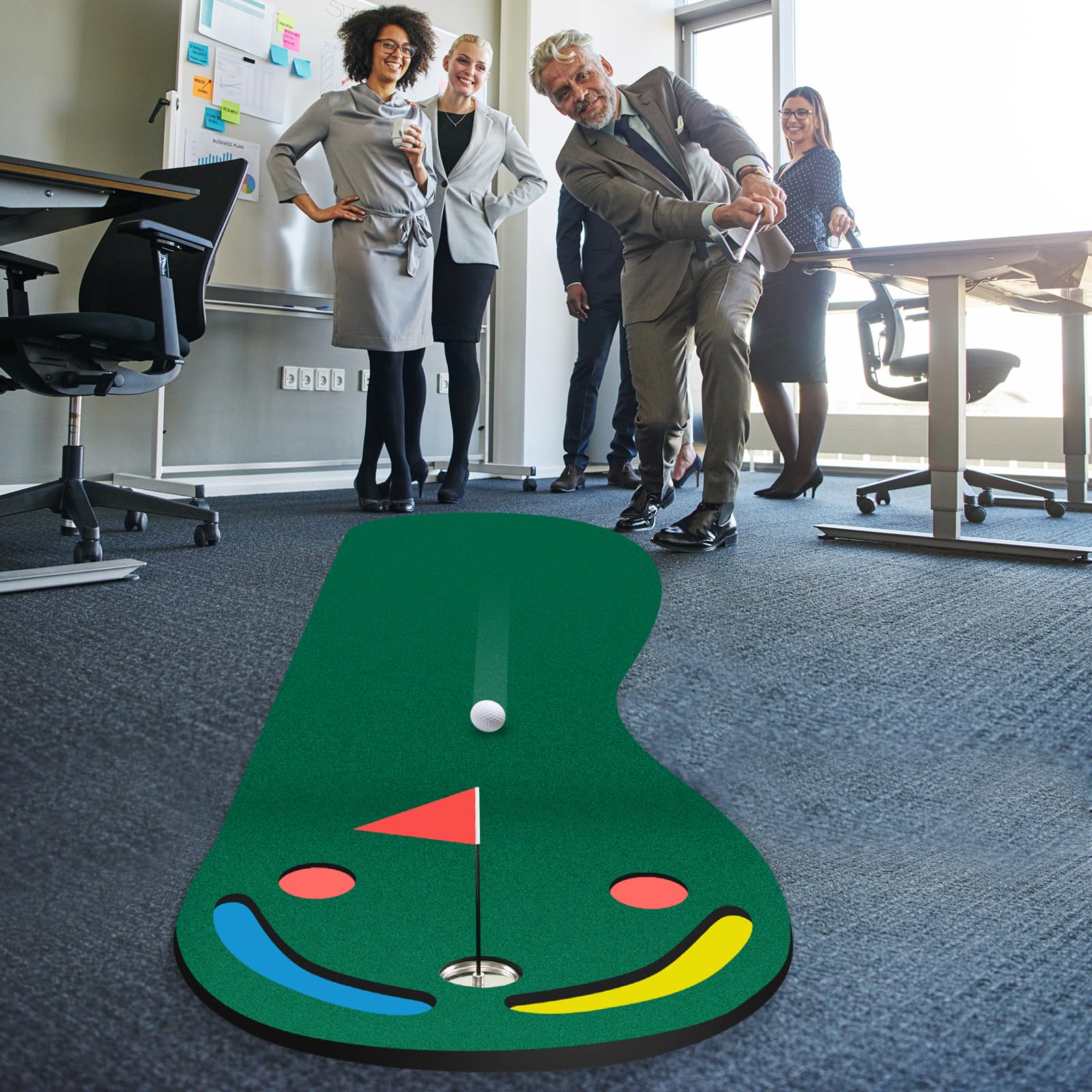 Goplus Outdoor Portable Golf Practice Training Mat, 9.8 FT x 3 FT - Image 2