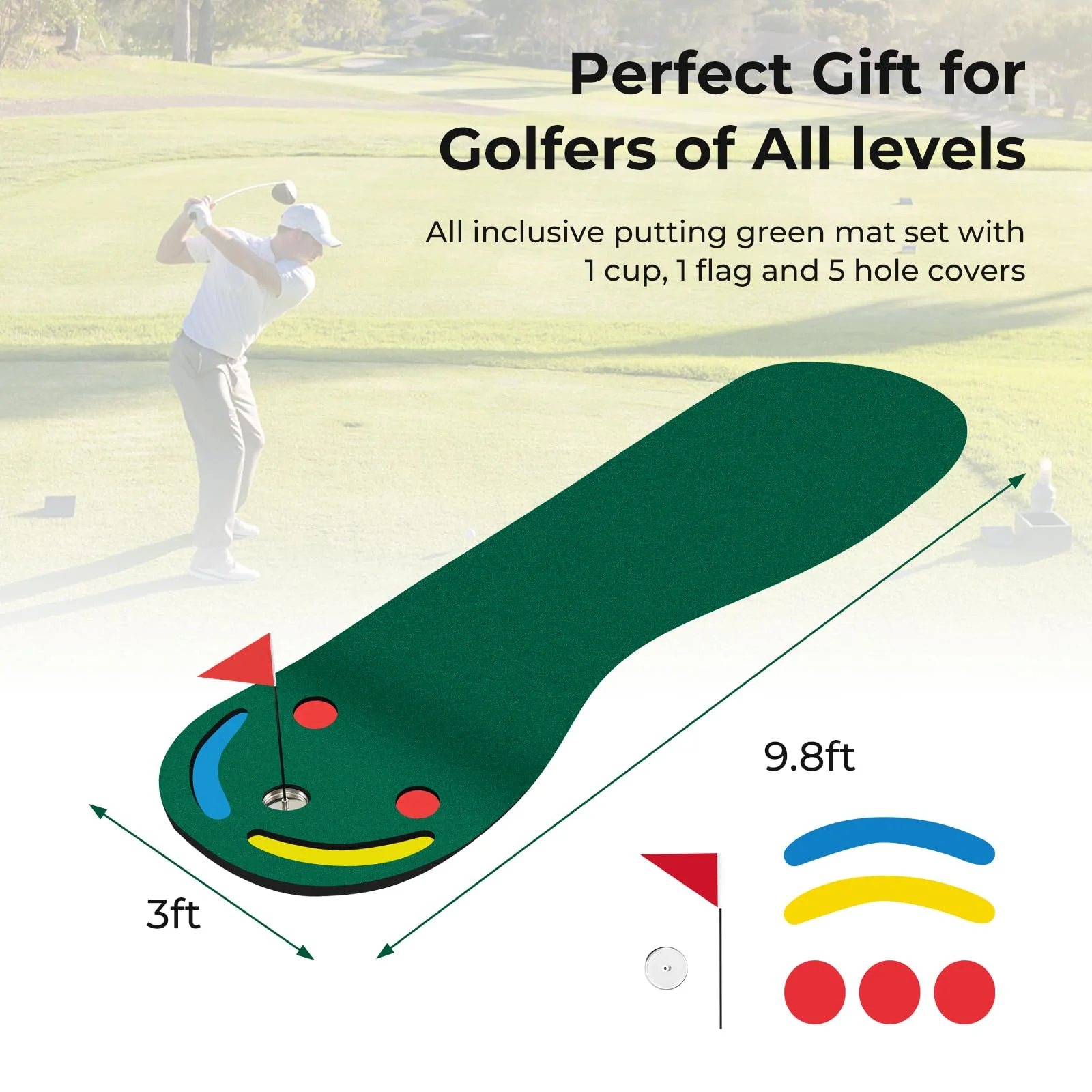 Goplus Outdoor Portable Golf Practice Training Mat, 9.8 FT x 3 FT - Image 6