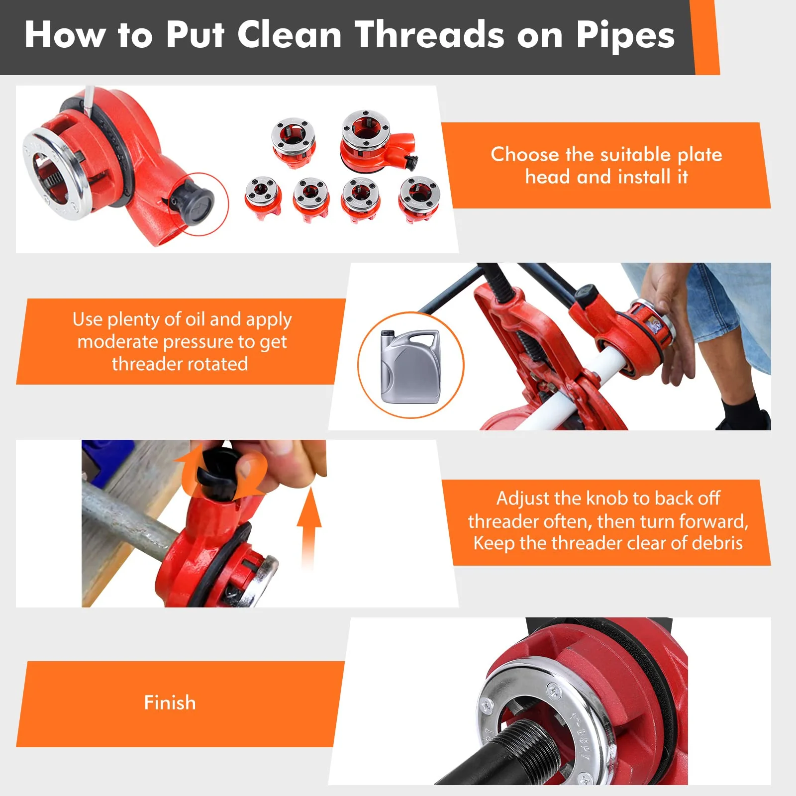 Goplus Ratchet Pipe Threader Kit Ratcheting Pipe Threading Tool Set - Image 4