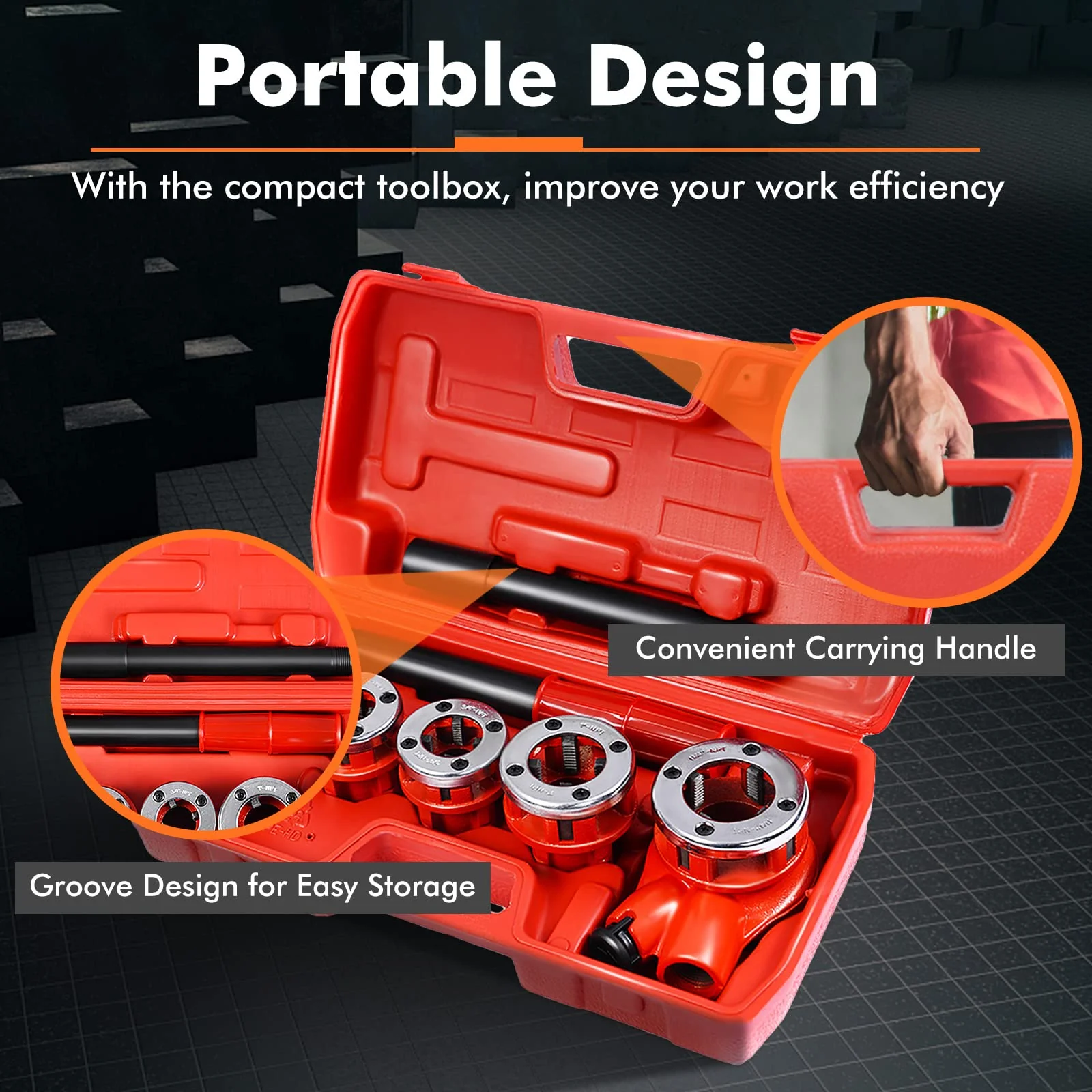 Goplus Ratchet Pipe Threader Kit Ratcheting Pipe Threading Tool Set - Image 6