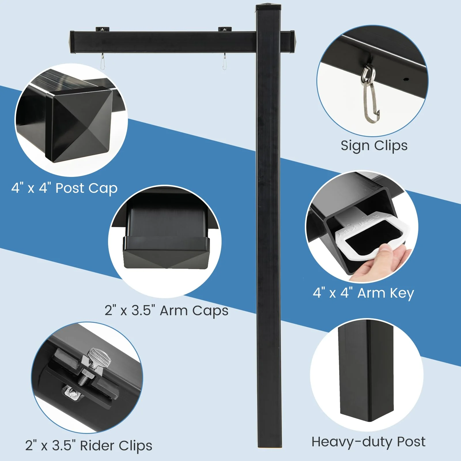 Goplus Real Estate Sign Posts,Vinyl Realtor Sign Post (4” x 4” x 72”) with Flat Cap for Open House and Home for Sale - Image 3