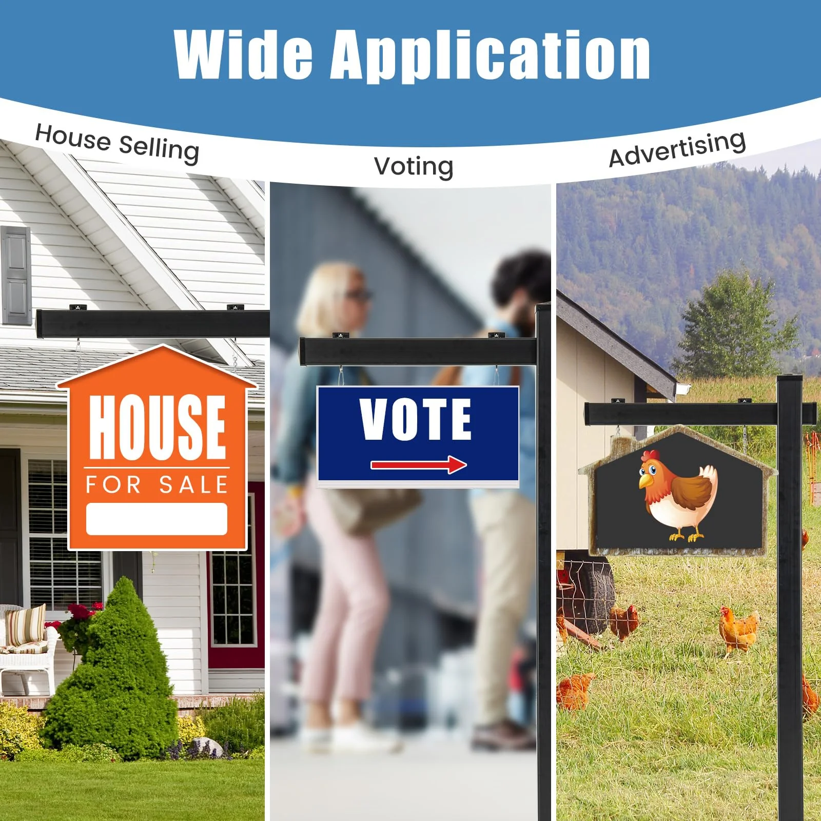Goplus Real Estate Sign Posts,Vinyl Realtor Sign Post (4” x 4” x 72”) with Flat Cap for Open House and Home for Sale - Image 7