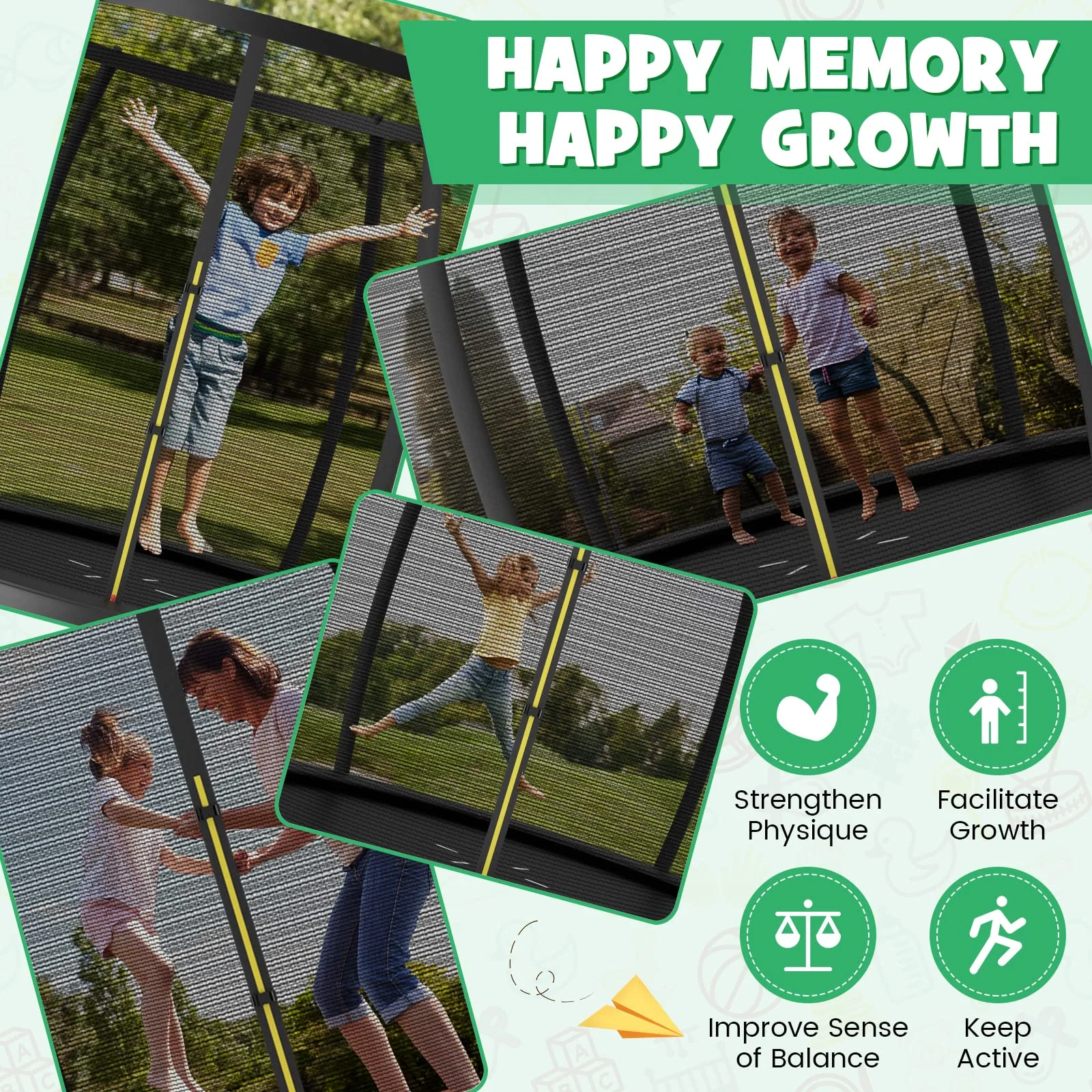 Goplus Recreational Trampolines 8FT 10FT 12FT, 400LBS Bearing Outdoor Trampoline with Enclosure - Image 9