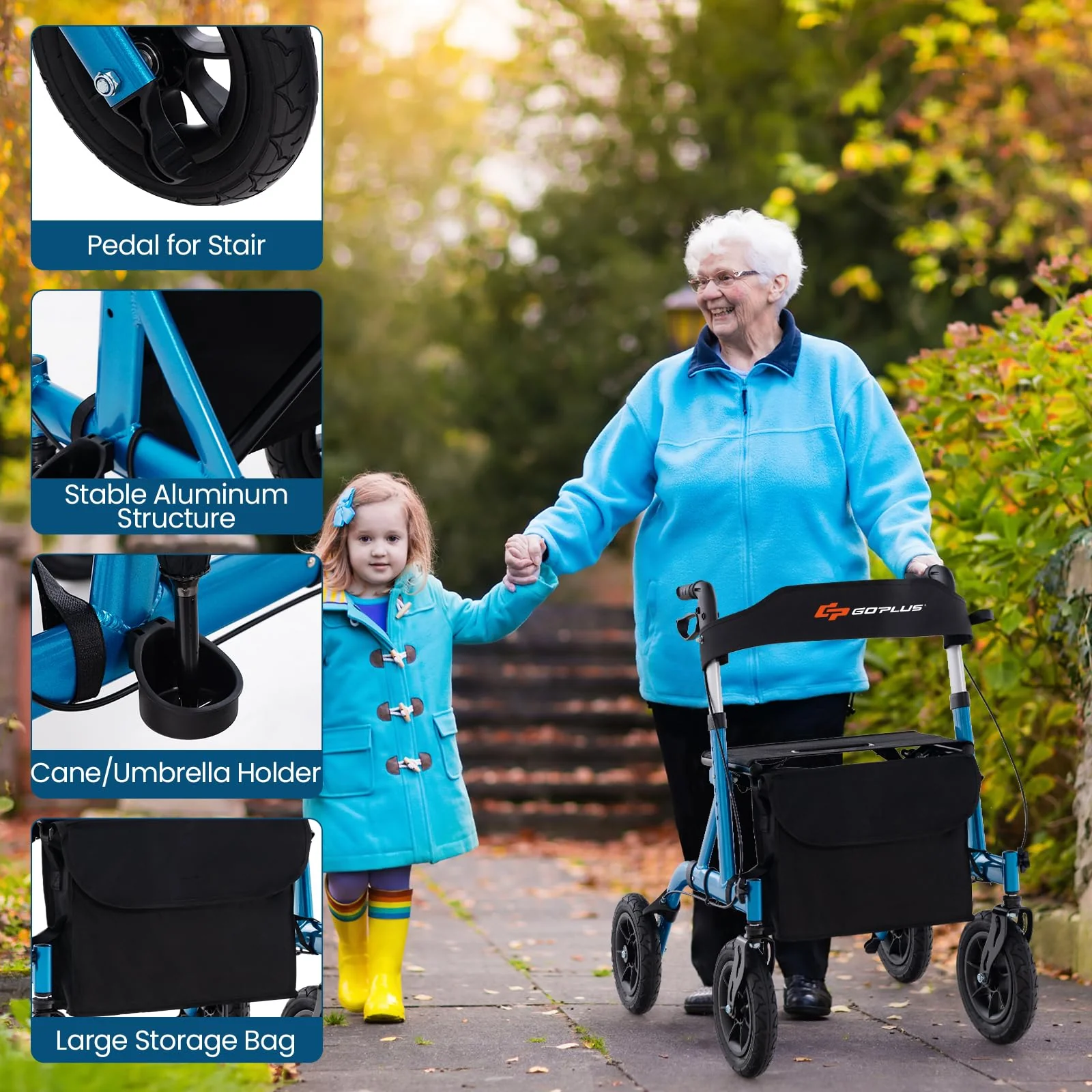 Goplus Rollator Walkers for Seniors with Seat - Image 3