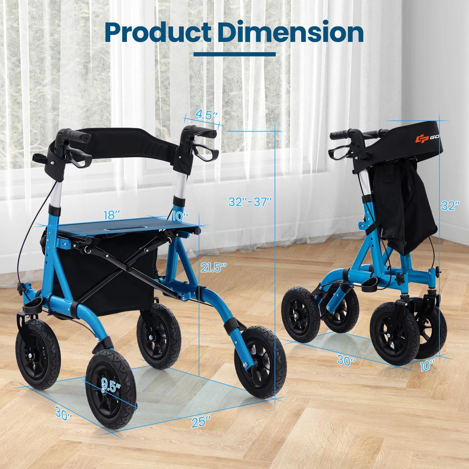 Goplus Rollator Walkers for Seniors with Seat - Image 8
