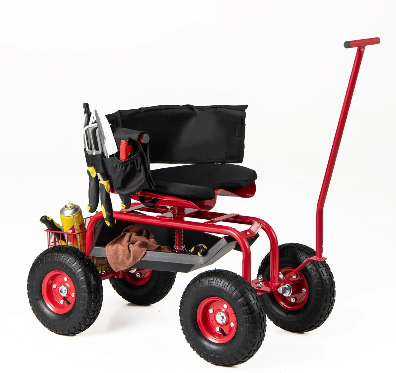 Goplus Rolling Garden Cart, Garden Scooter with Seat & Tool Storage, Outdoor Gardening Workseat - Image 10
