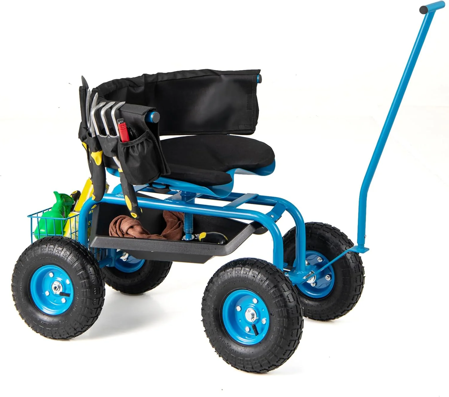 Goplus Rolling Garden Cart, Garden Scooter with Seat & Tool Storage, Outdoor Gardening Workseat - Image 9
