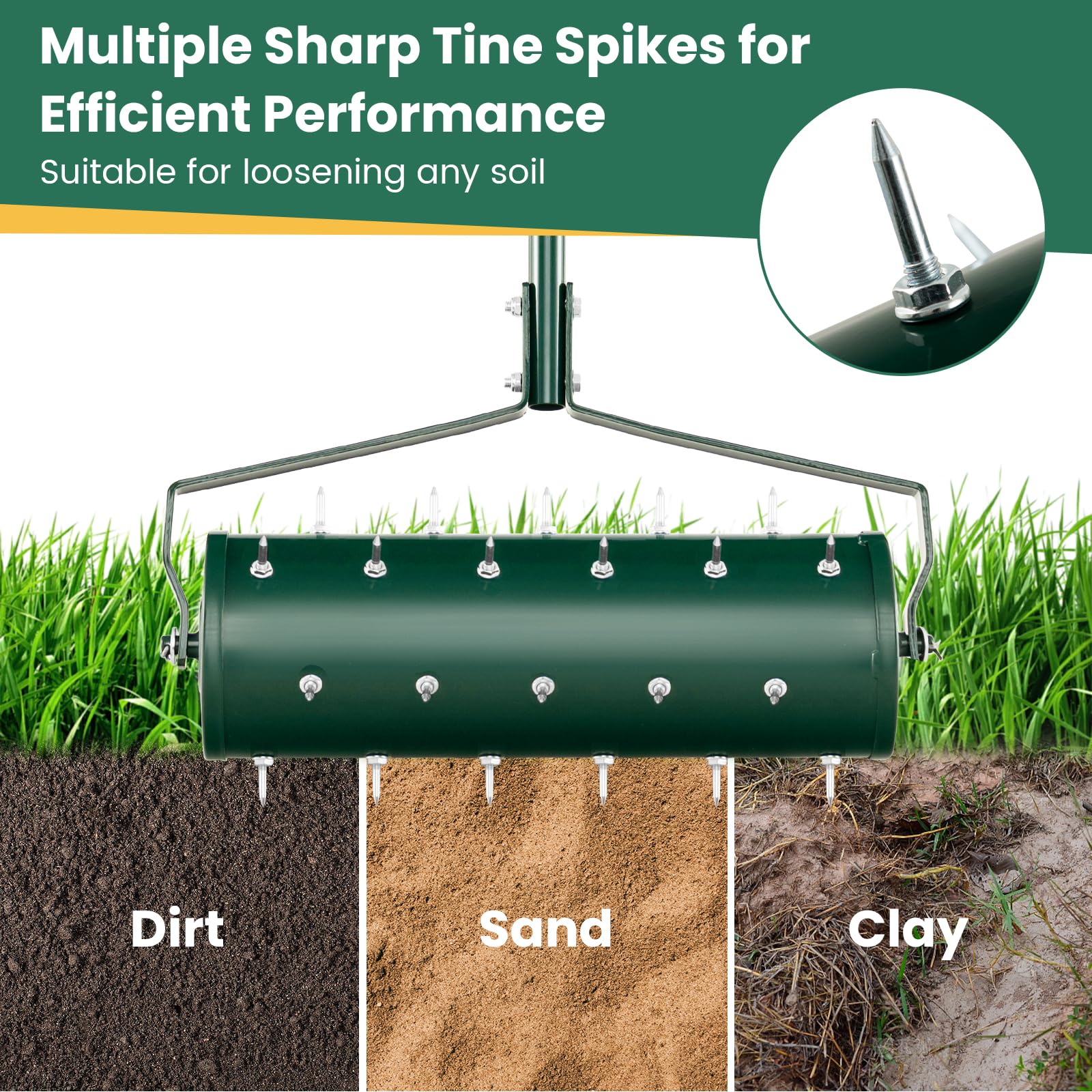 Goplus Rolling Lawn Aerator, Filled with Sand or Stone - Image 6