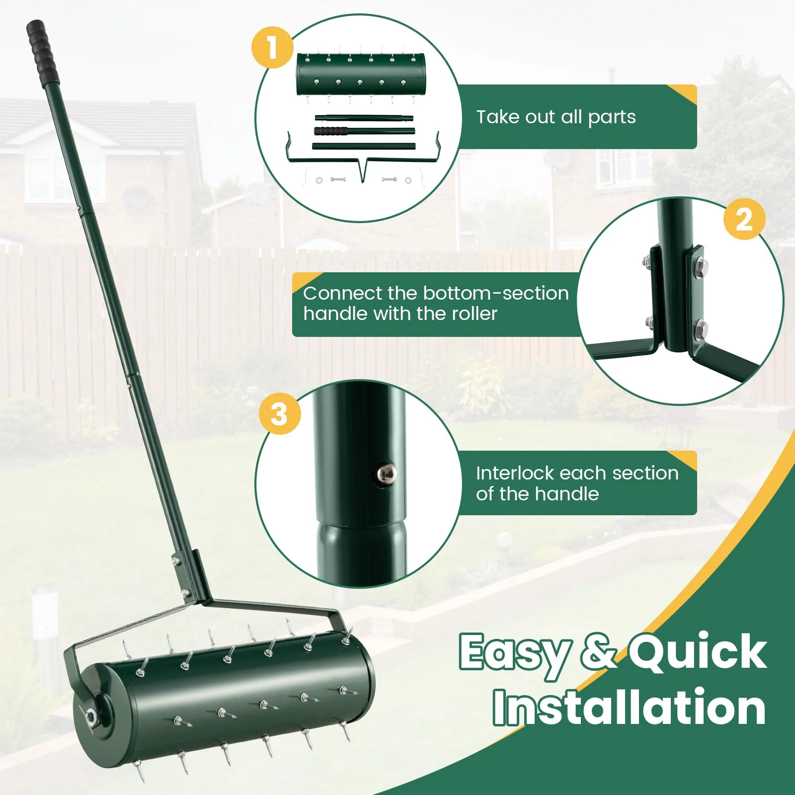 Goplus Rolling Lawn Aerator, Filled with Sand or Stone - Image 8