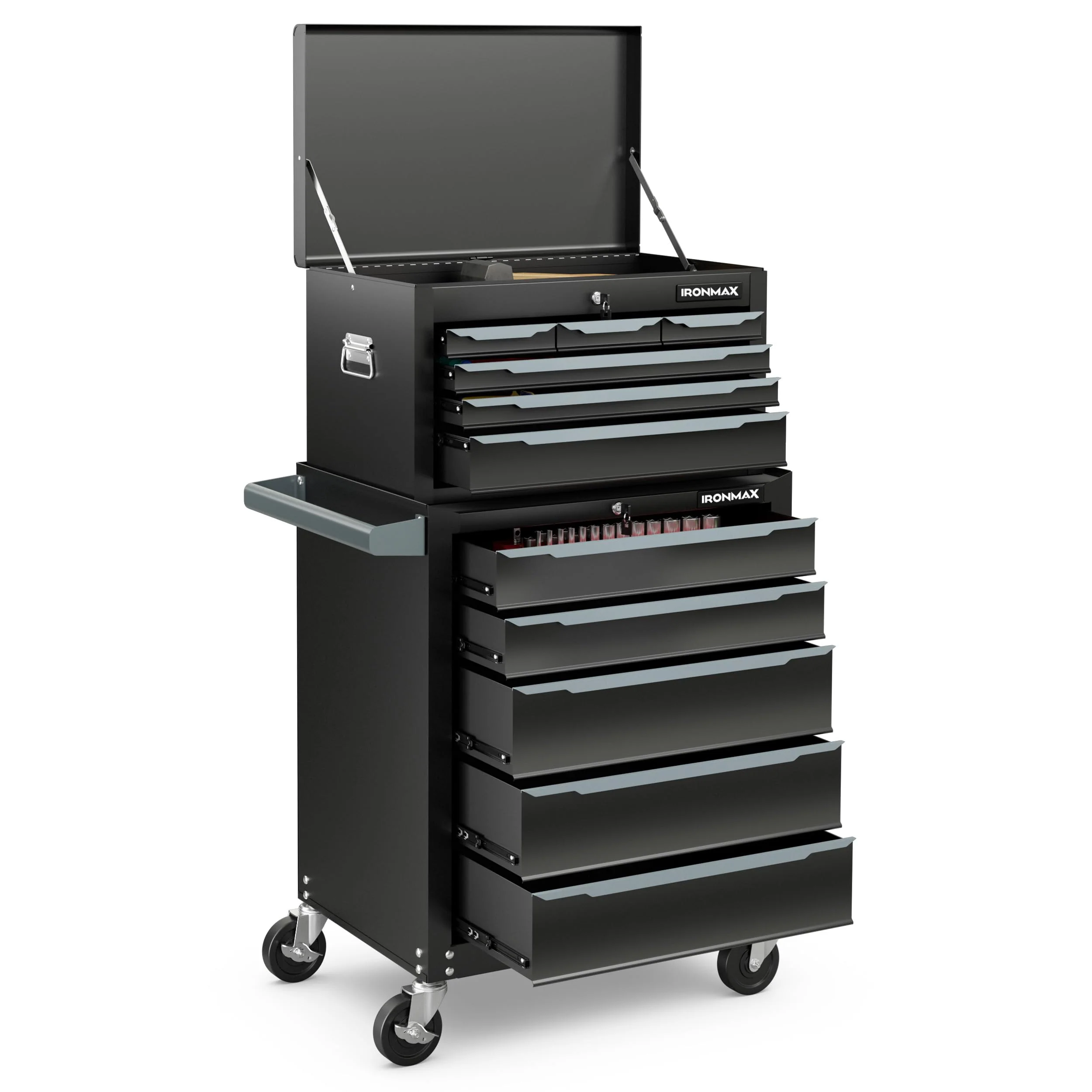 Goplus Rolling Steel Tool Chest, 11-Drawer Heavy-Duty Tool Storage Cabinet with Hanging Holes, Central Keyed Locking System - Image 7