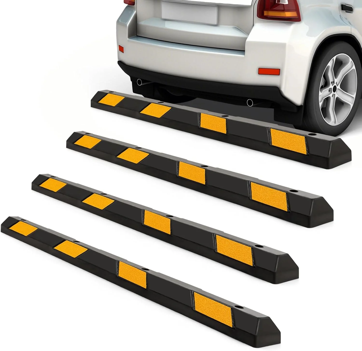 Goplus Rubber Parking Curb, 72" Heavy Duty Packing Block Parking Target with 8 High Reflective Yellow Safety Stripes - Image 10