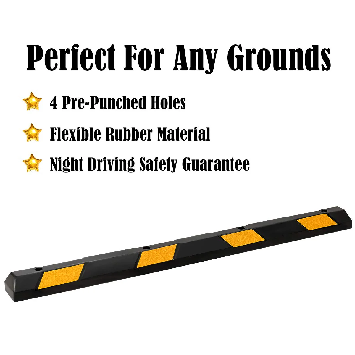Goplus Rubber Parking Curb, 72" Heavy Duty Packing Block Parking Target with 8 High Reflective Yellow Safety Stripes - Image 5