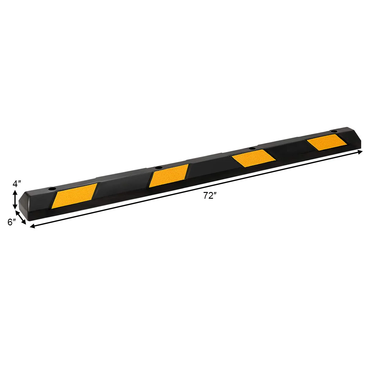 Goplus Rubber Parking Curb, 72" Heavy Duty Packing Block Parking Target with 8 High Reflective Yellow Safety Stripes - Image 8