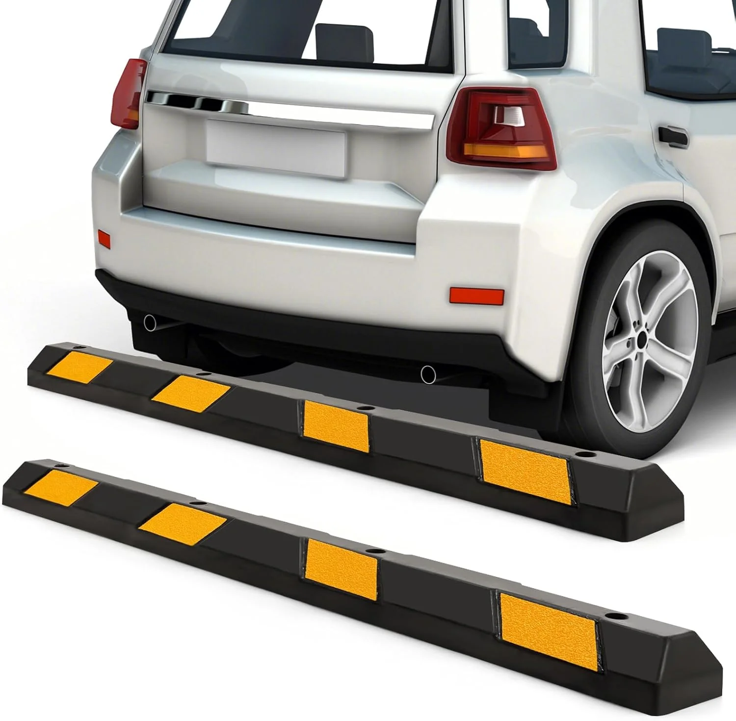 Goplus Rubber Parking Curb, 72" Heavy Duty Packing Block Parking Target with 8 High Reflective Yellow Safety Stripes - Image 9