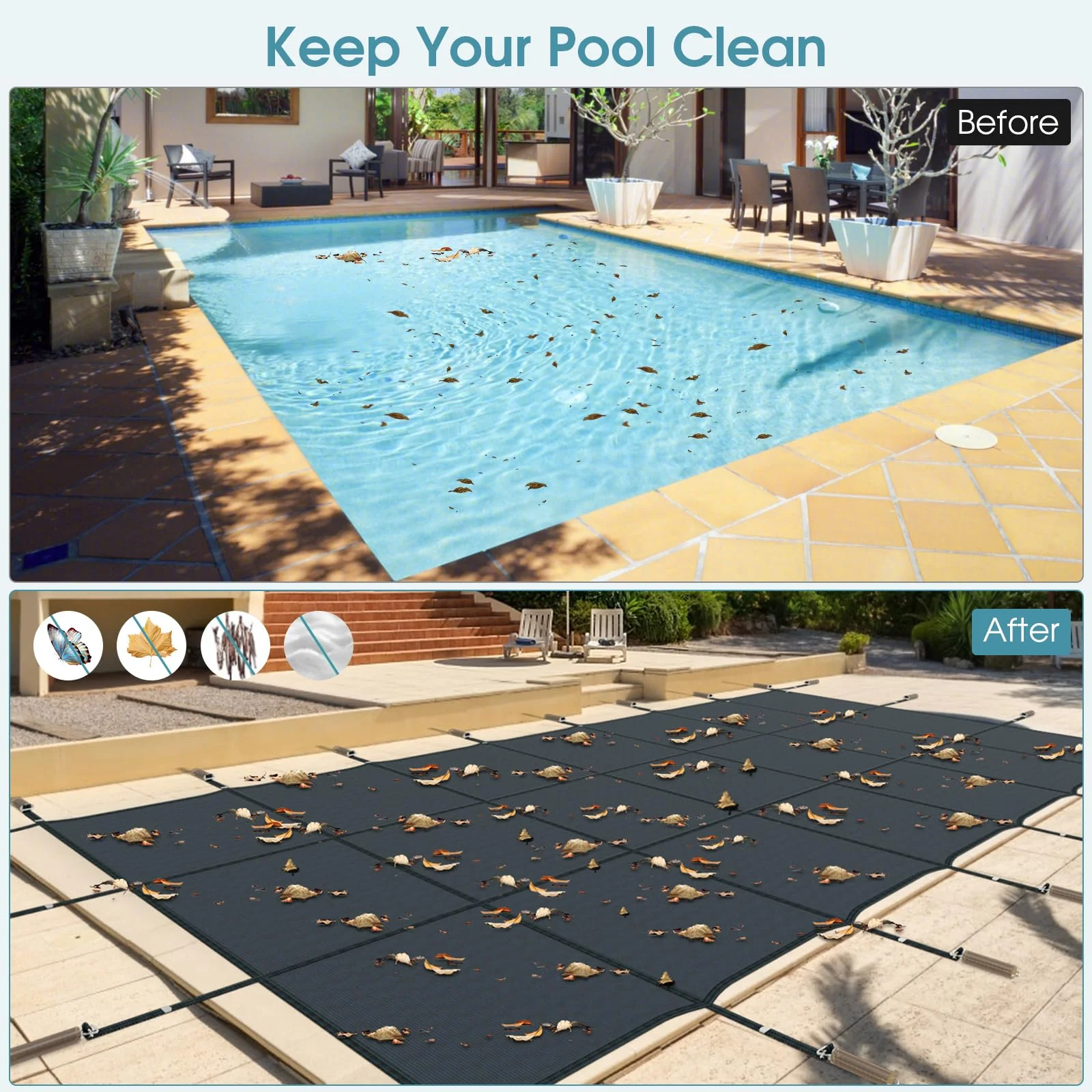 Goplus Safety Pool Cover, Fits 32FTx16FT Inground Swimming Pools (Size 34 x 18 ft, Fits 32 x 16 ft) - Image 3