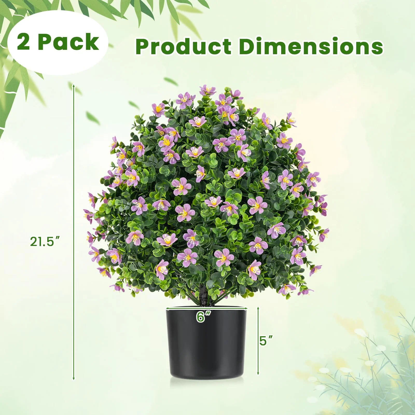 Goplus Set of 2 Faux Potted Plants Artificial Shrubs Bushes with Flowers - Image 7