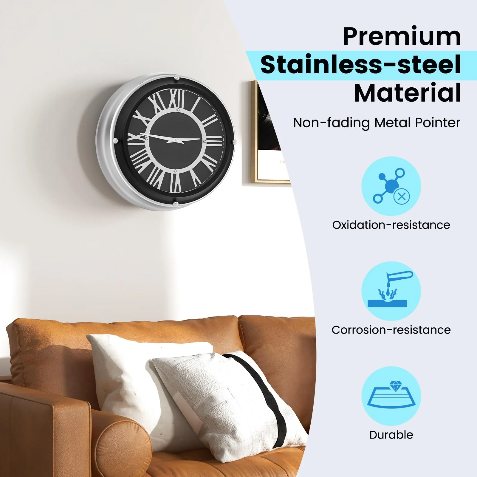 Goplus Silent Wall Clock, Non-Ticking Modern Clock - Image 4