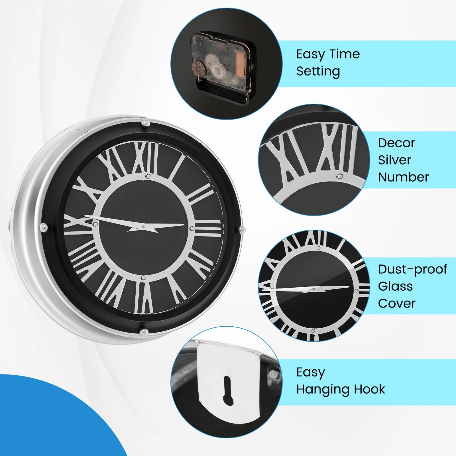 Goplus Silent Wall Clock, Non-Ticking Modern Clock - Image 6