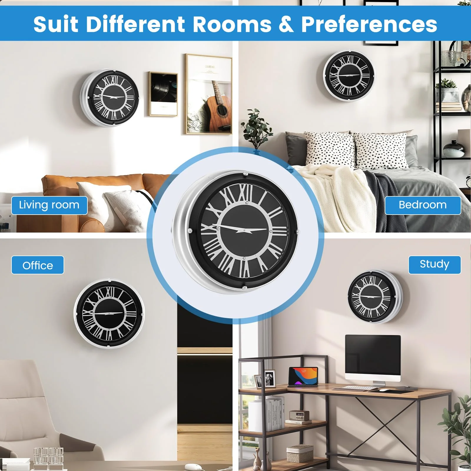 Goplus Silent Wall Clock, Non-Ticking Modern Clock - Image 7