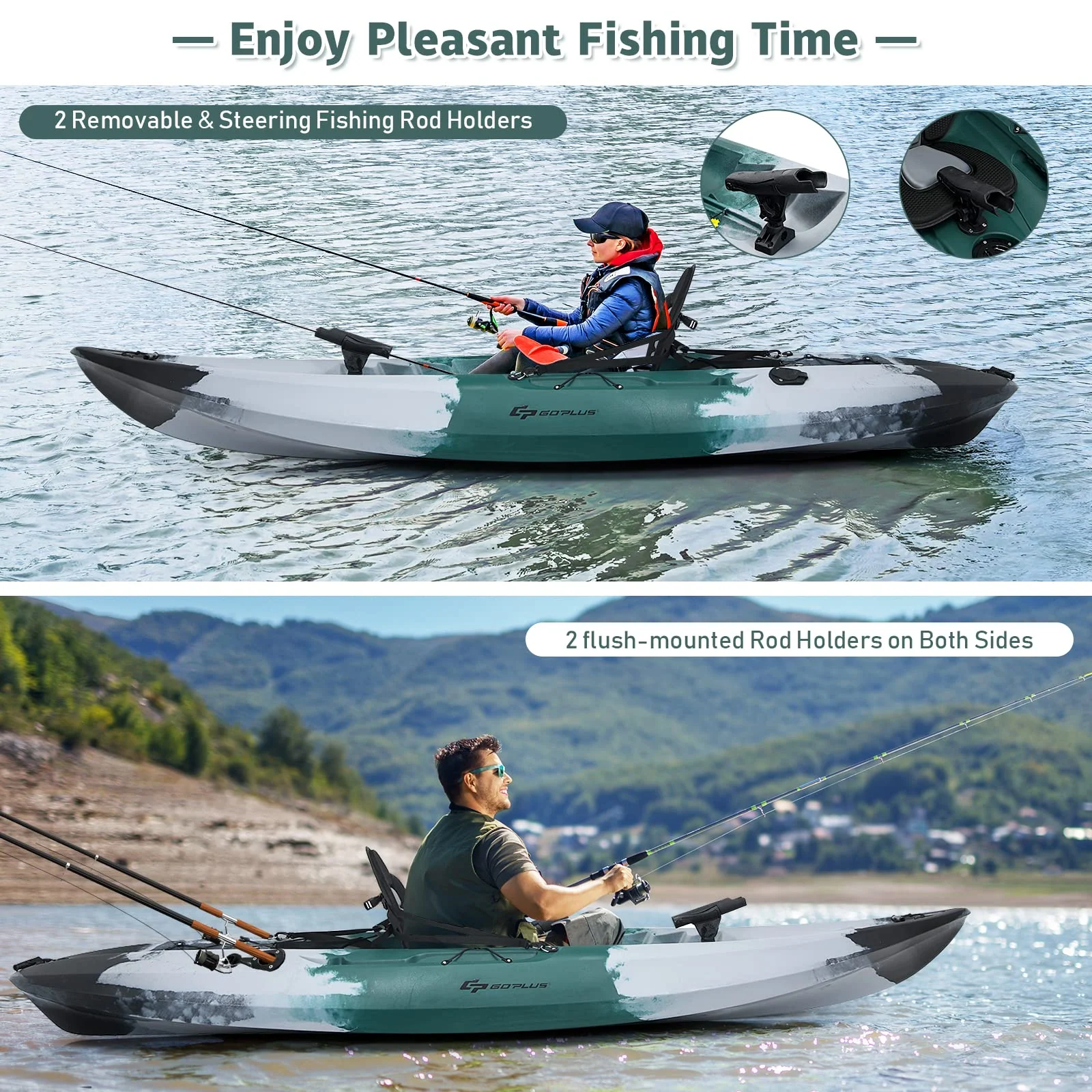 Goplus Sit-on-Top Fishing Kayaks for Adults, 9.7 FT One Person Recreational Touring Kayak - Image 3