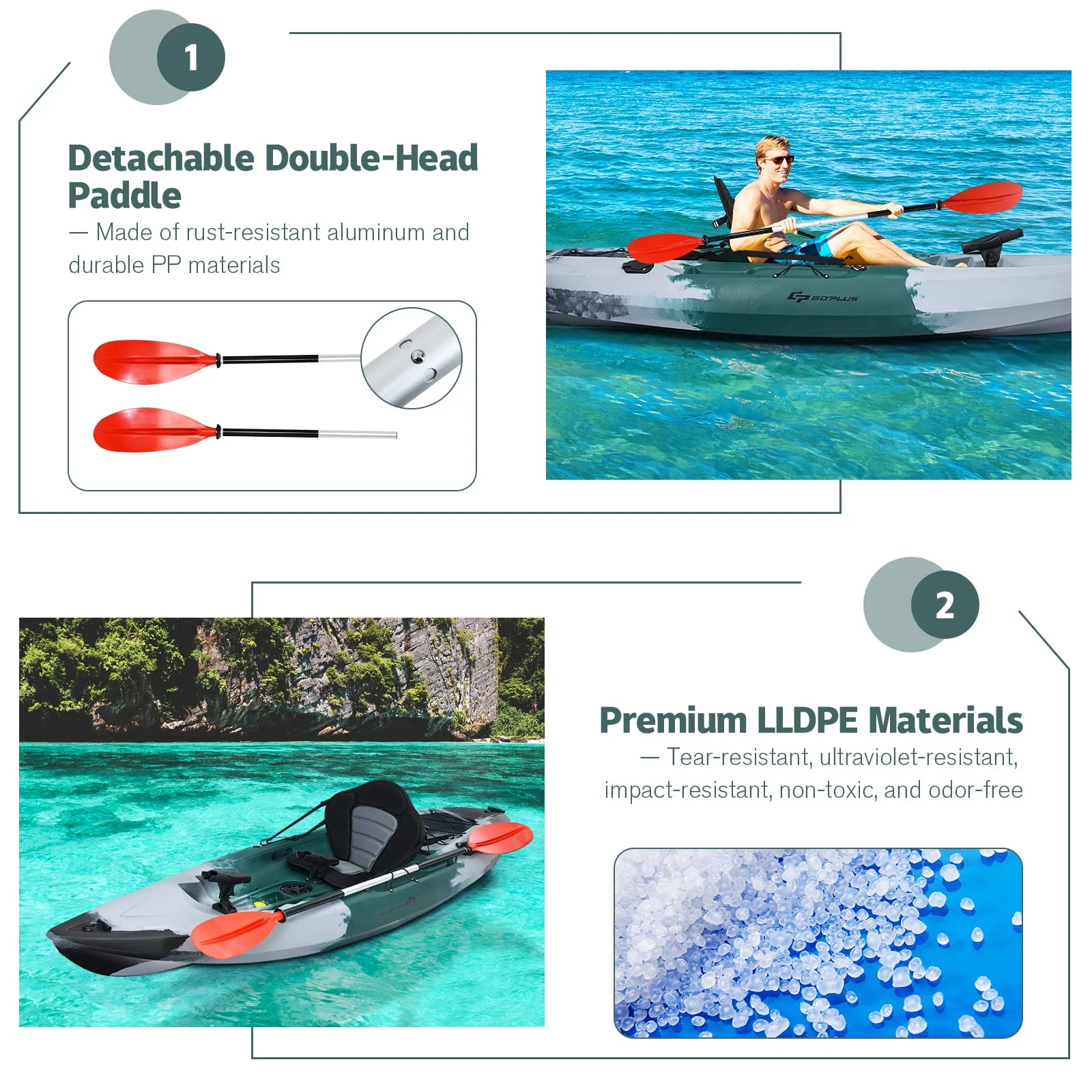 Goplus Sit-on-Top Fishing Kayaks for Adults, 9.7 FT One Person Recreational Touring Kayak - Image 5