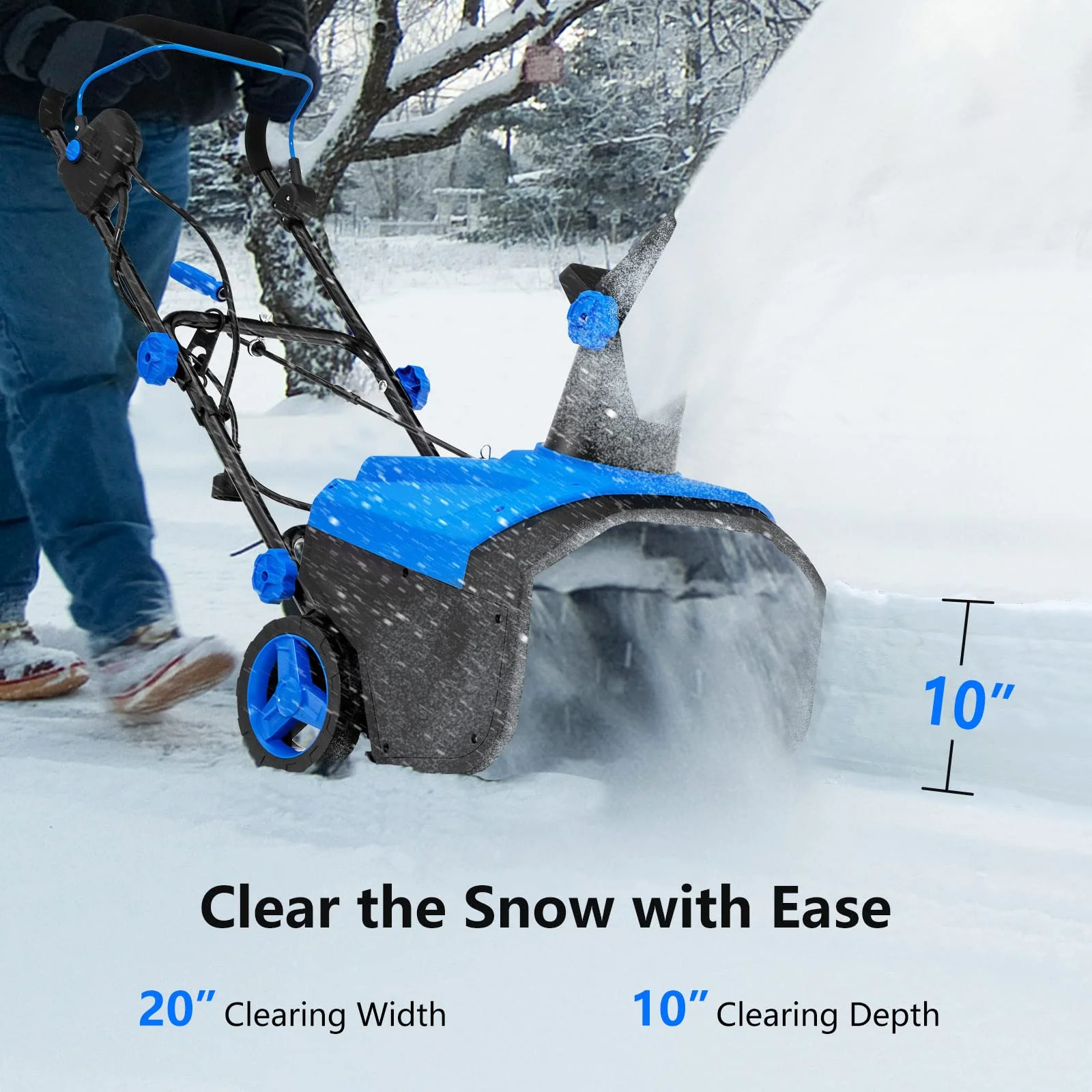 Goplus Snow Blower, 120V 15A Electric Snow Thrower with 180 Rotatable Chute & Folding Handle for Yard Driveway - Image 3