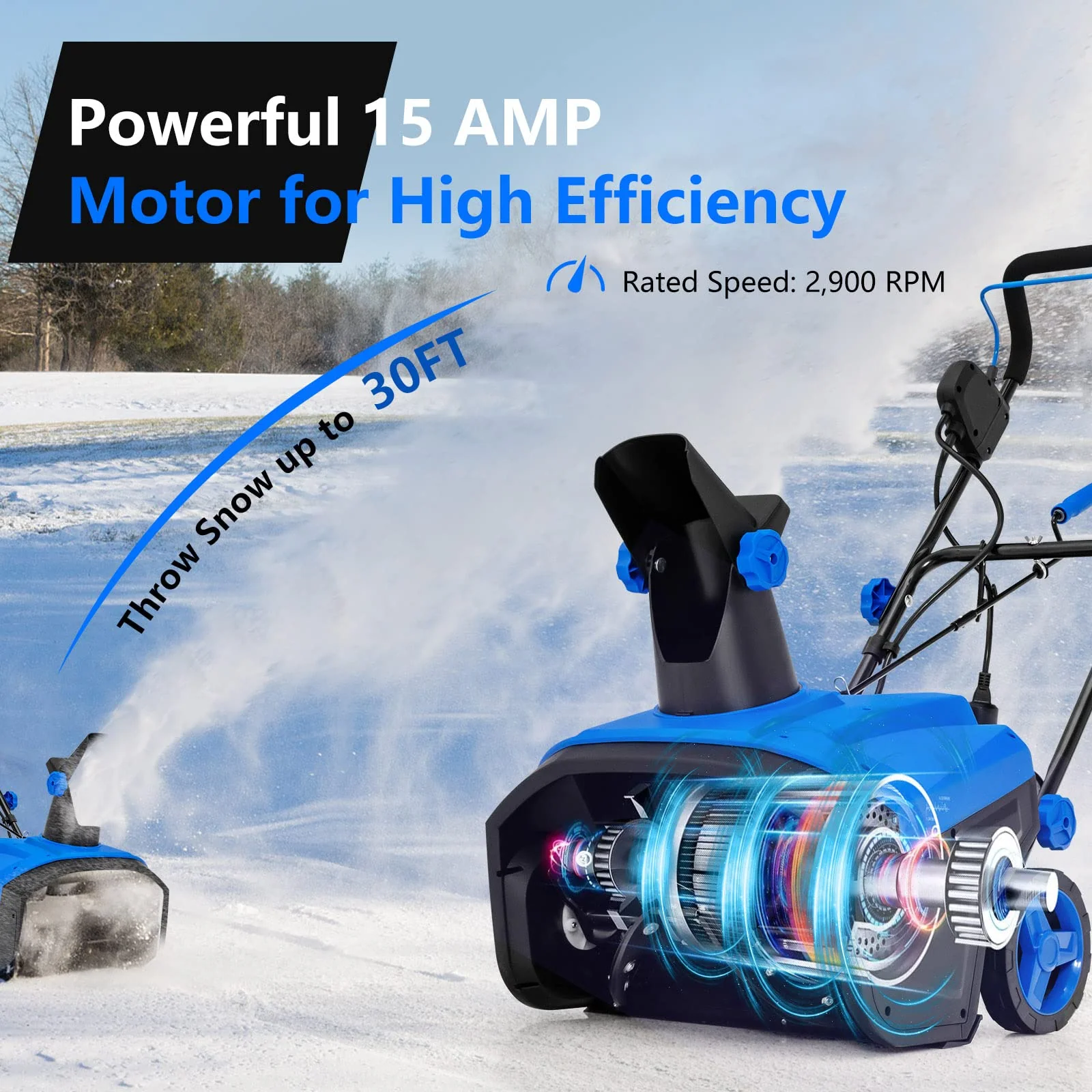 Goplus Snow Blower, 120V 15A Electric Snow Thrower with 180 Rotatable Chute & Folding Handle for Yard Driveway - Image 4
