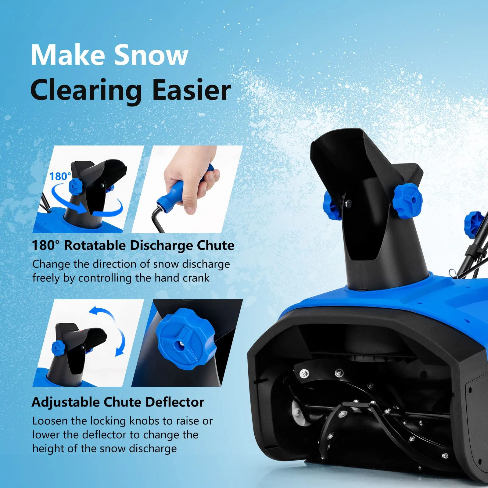 Goplus Snow Blower, 120V 15A Electric Snow Thrower with 180 Rotatable Chute & Folding Handle for Yard Driveway - Image 5