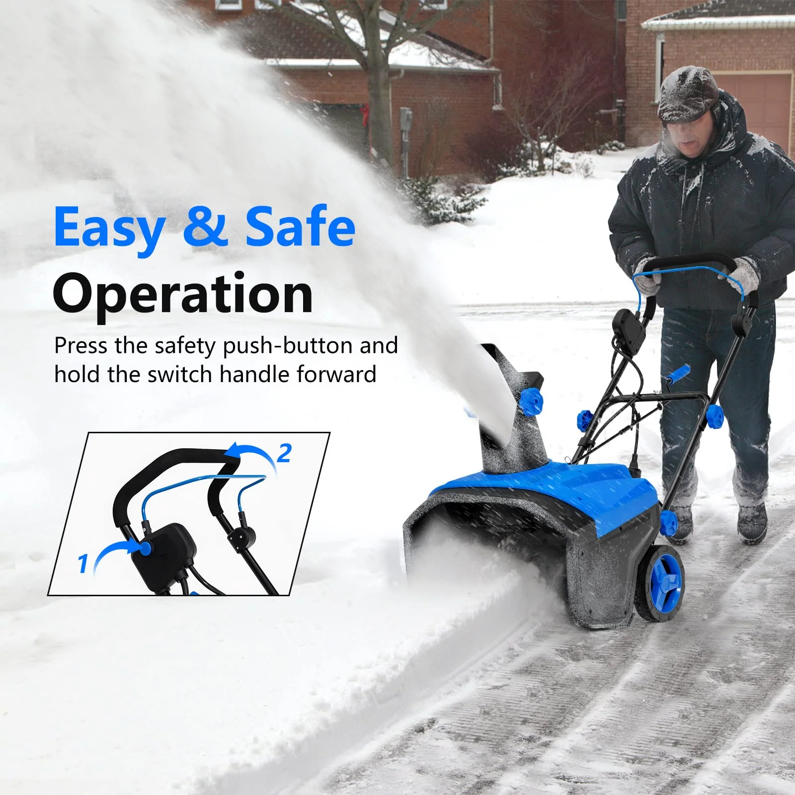 Goplus Snow Blower, 120V 15A Electric Snow Thrower with 180 Rotatable Chute & Folding Handle for Yard Driveway - Image 6