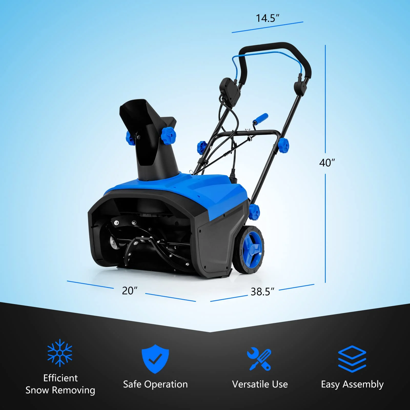 Goplus Snow Blower, 120V 15A Electric Snow Thrower with 180 Rotatable Chute & Folding Handle for Yard Driveway - Image 9
