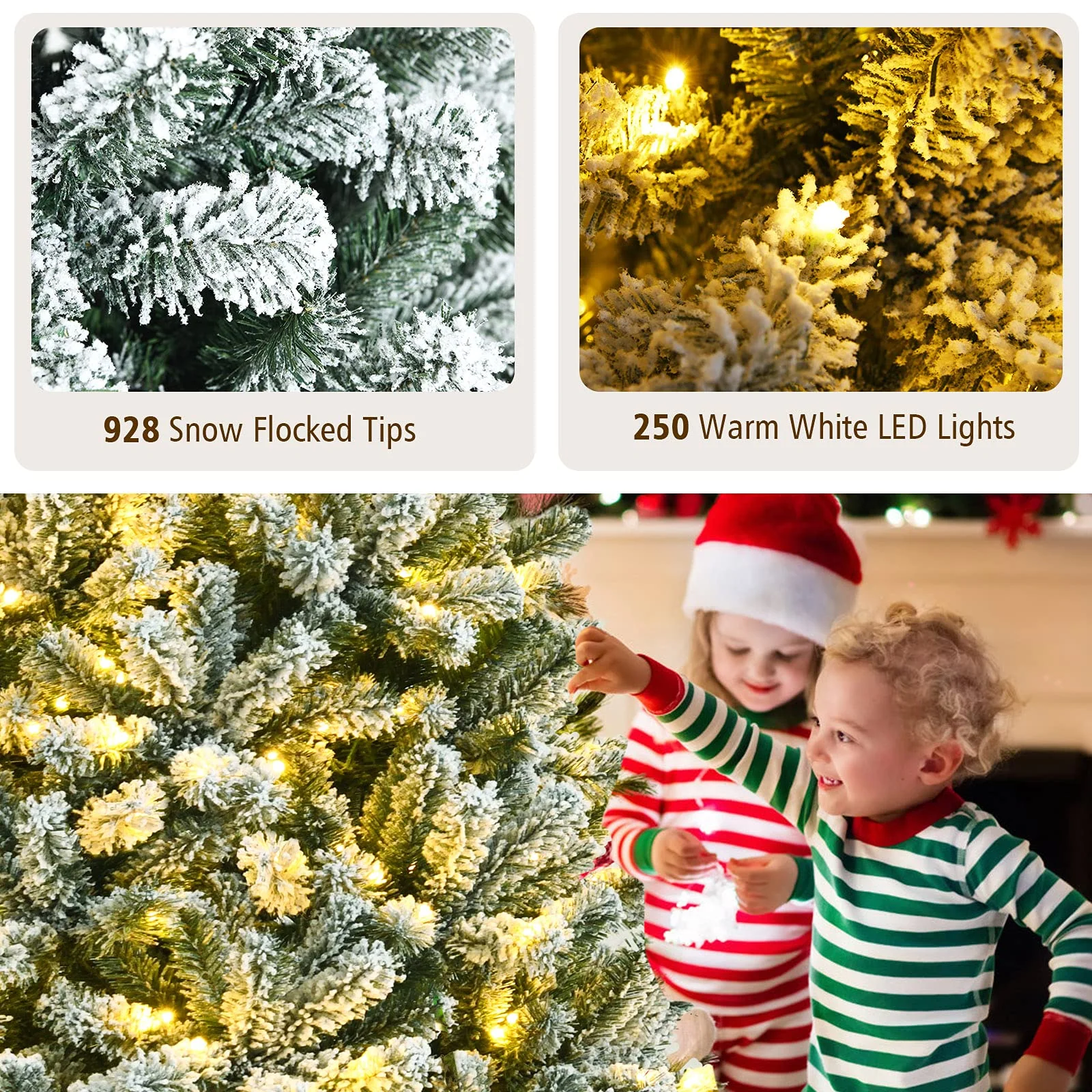 Goplus Snow Flocked Christmas Tree, Artificial Hinged Xmas Tree - Image 4