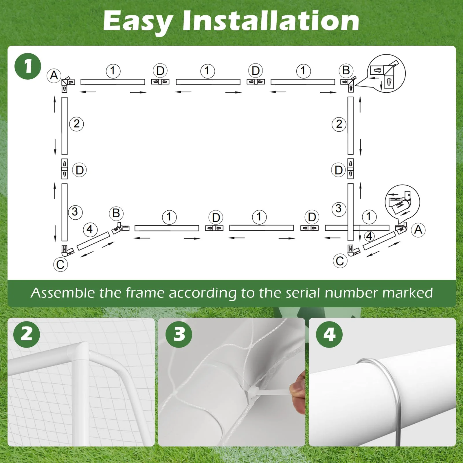 Goplus Soccer Goal, 8'x6' Soccer Net with Strong UPVC Frame, Quick Set-up, High-Strength Netting - Image 4