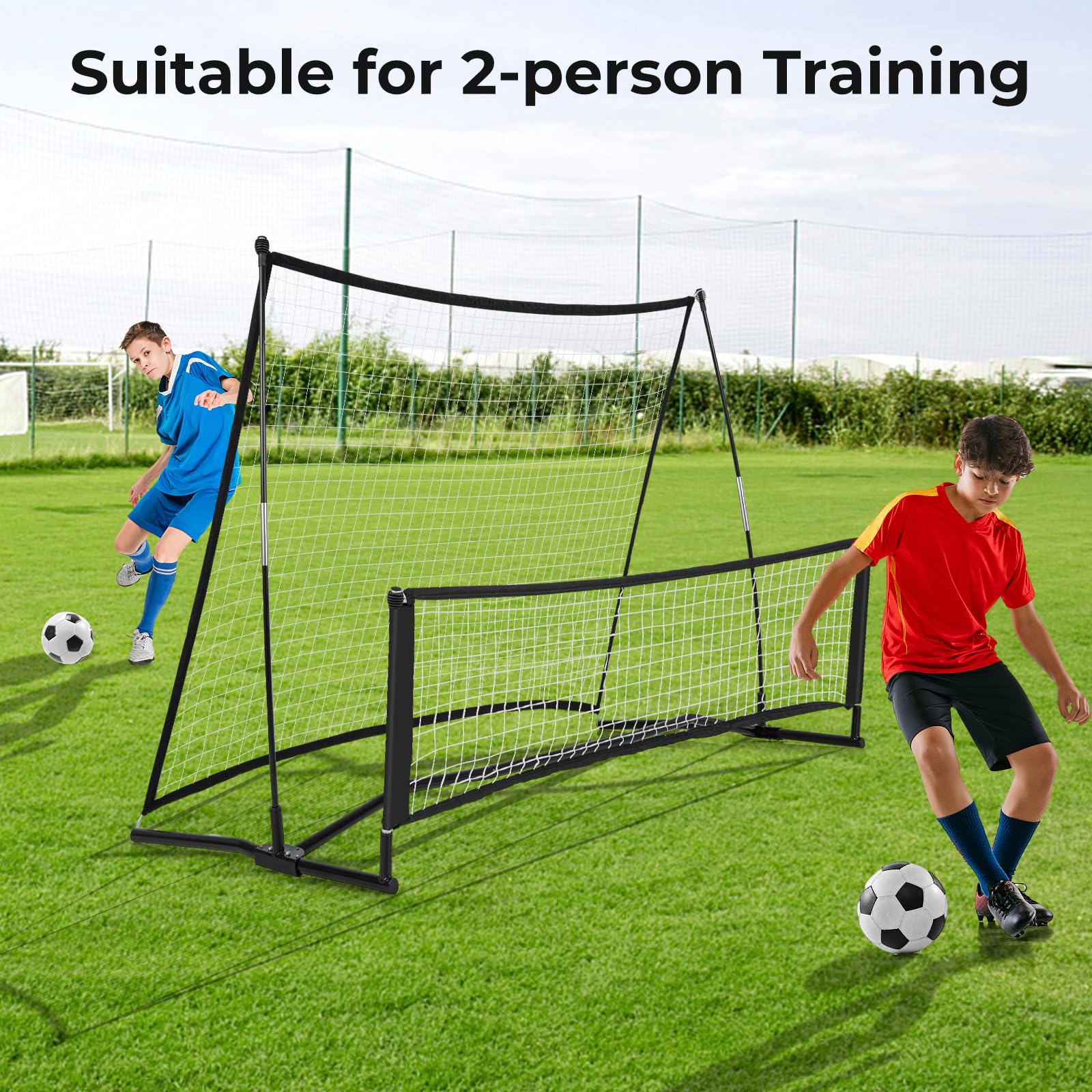 Goplus Soccer Trainer 80”x40”, 2-in-1 Soccer Rebounder Net with Carrying Bag - Image 2