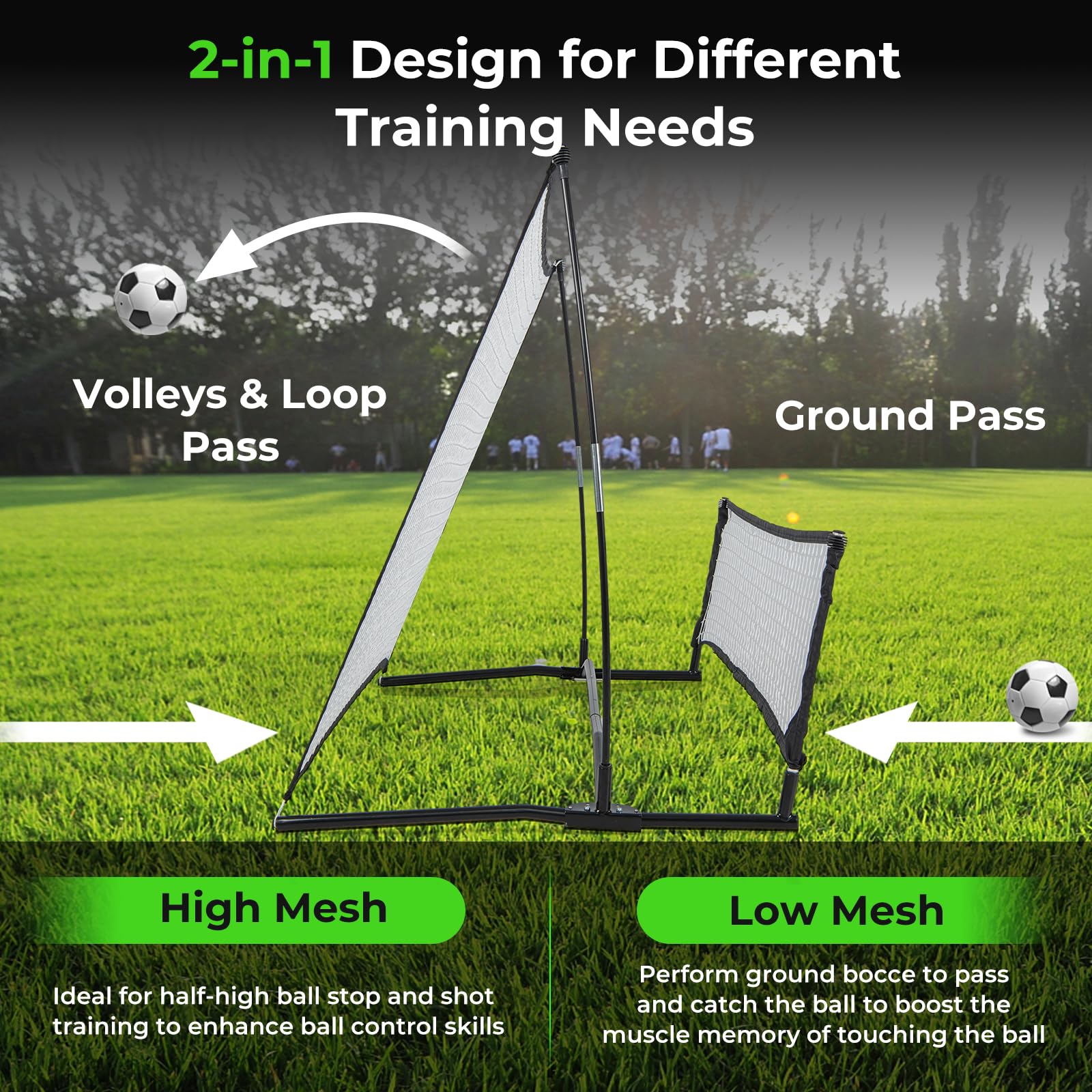 Goplus Soccer Trainer 80”x40”, 2-in-1 Soccer Rebounder Net with Carrying Bag - Image 3