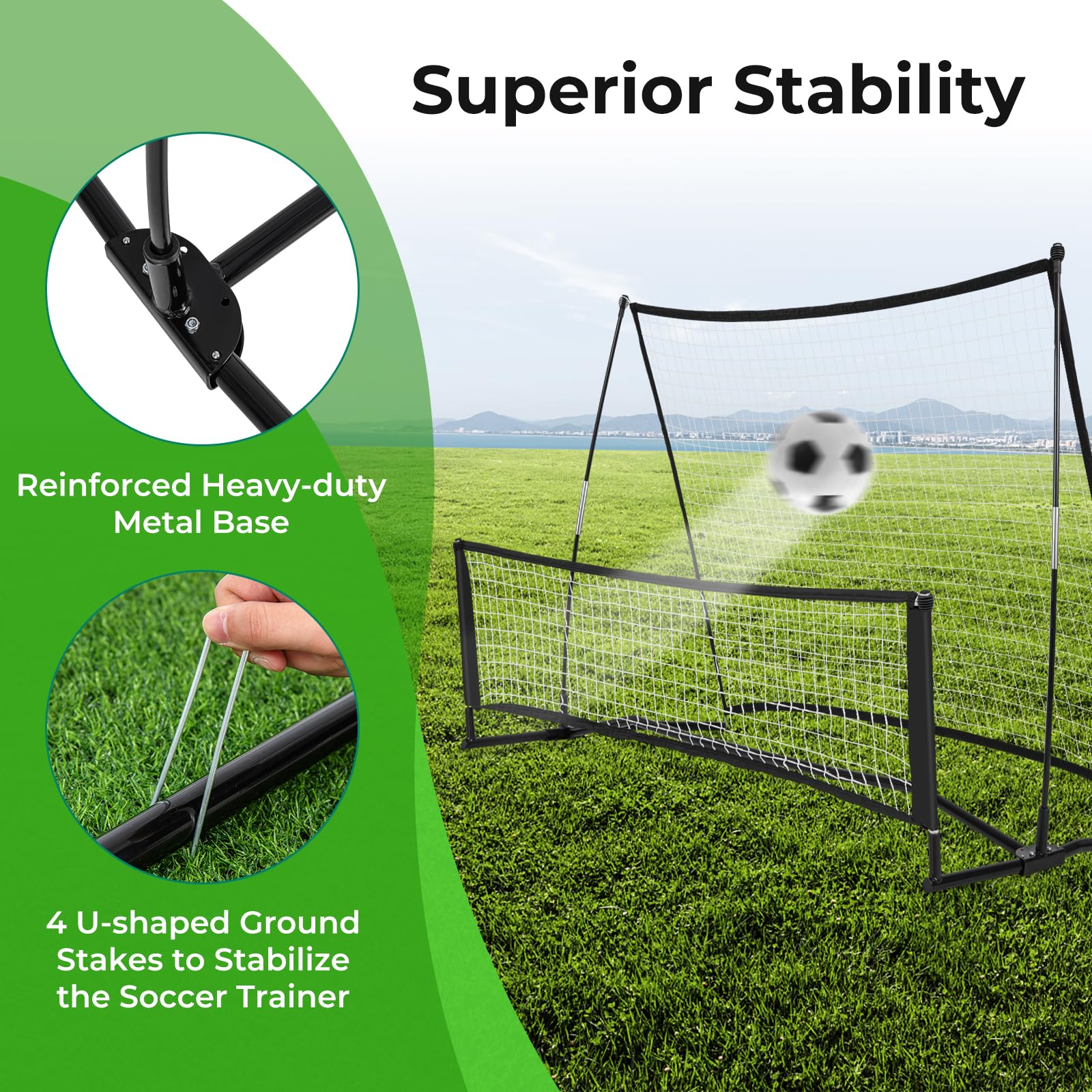 Goplus Soccer Trainer 80”x40”, 2-in-1 Soccer Rebounder Net with Carrying Bag - Image 5